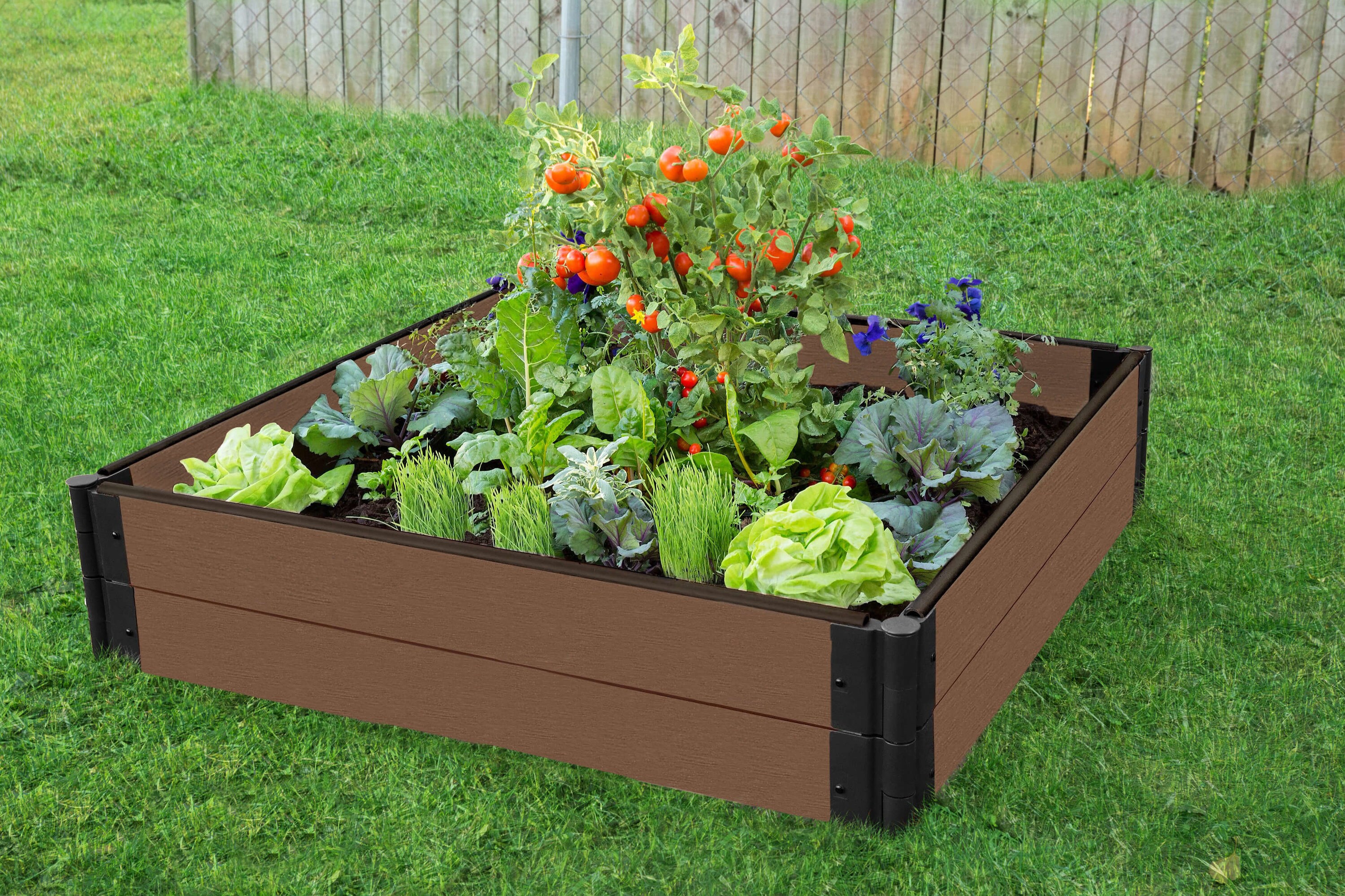 Frame It All 300001426 48-in W x 48-in L x 11-in H Uptown Brown Composite Raised Garden Bed