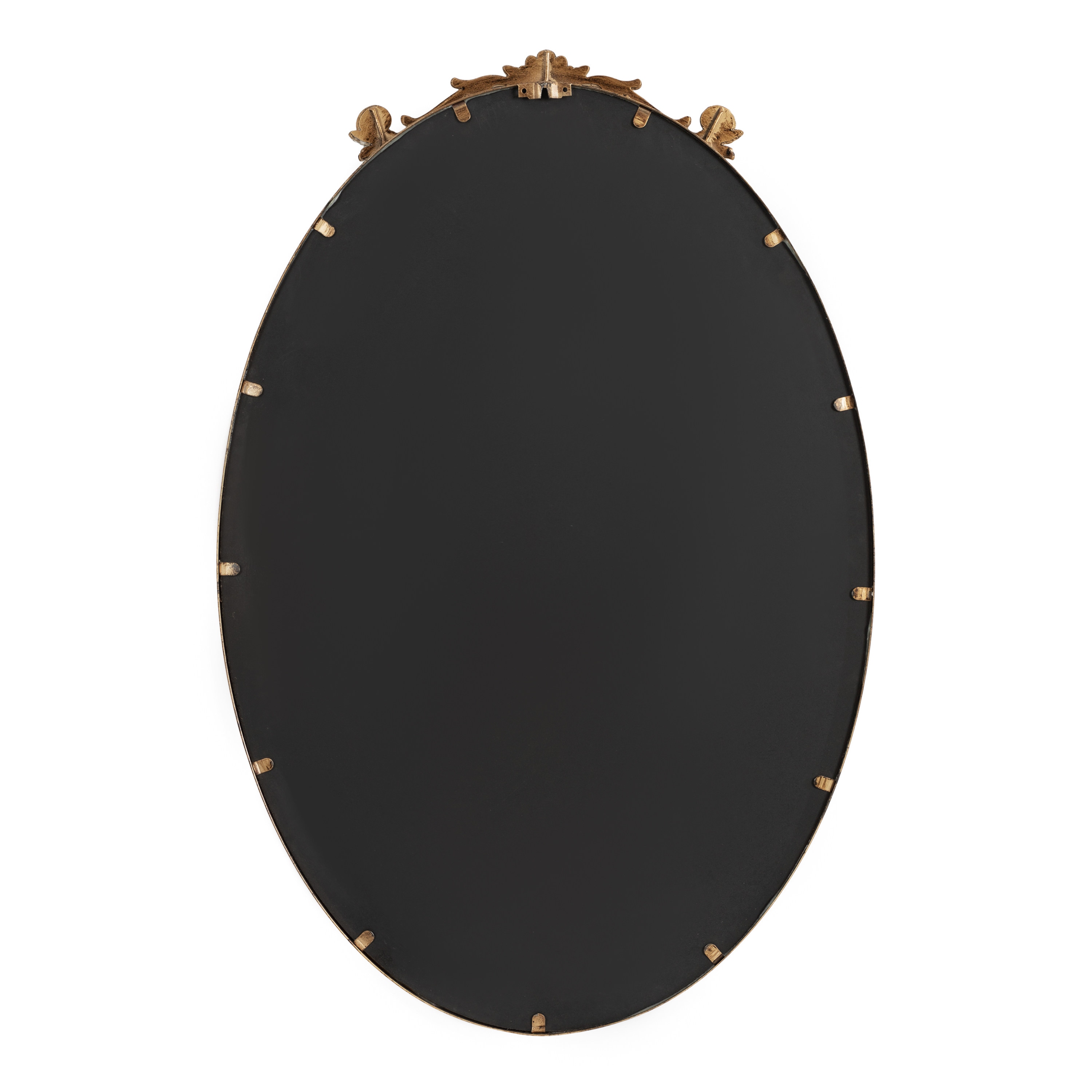 Antique Gold Oval Baroque Vanity Wall Mirror with Ornate Crown