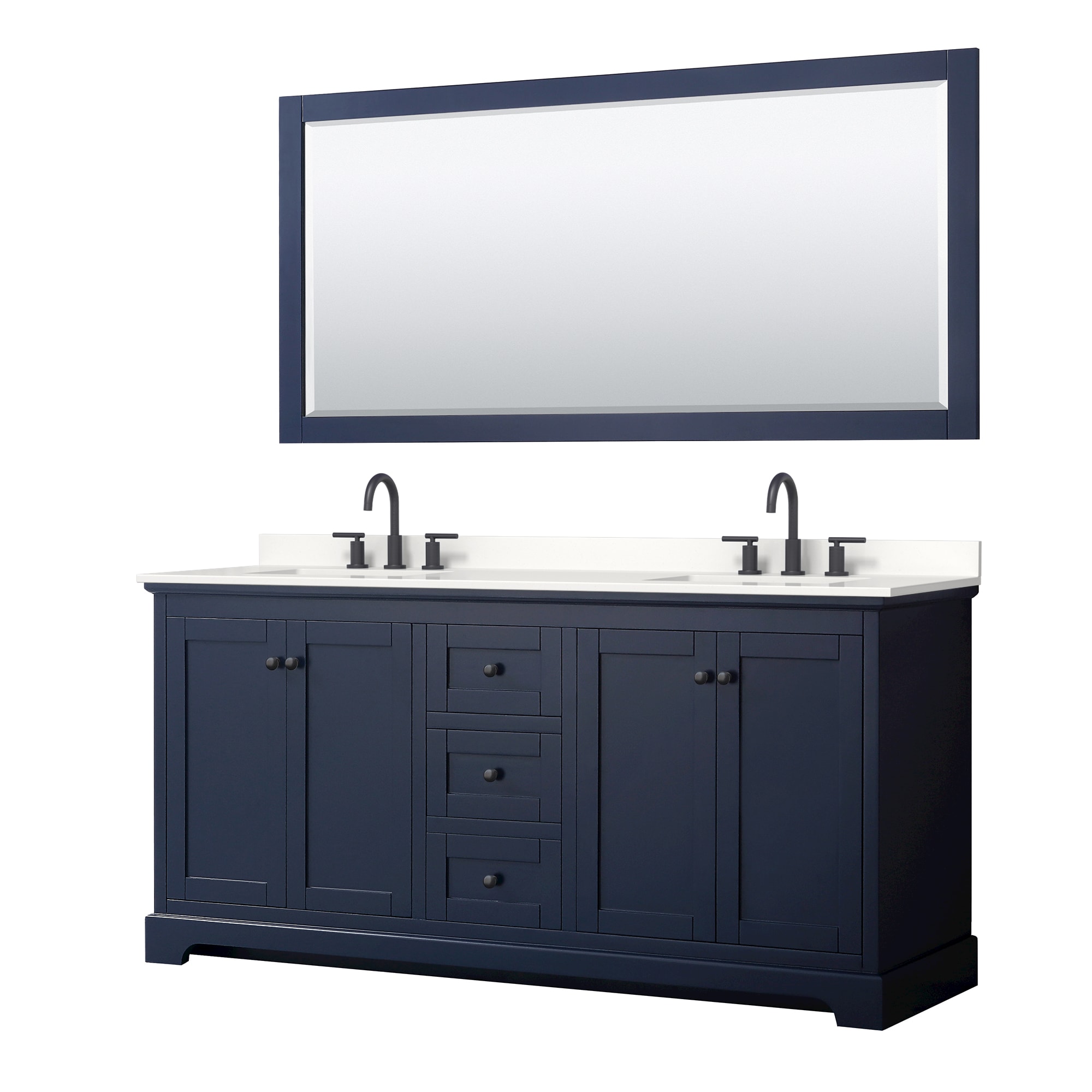 Wyndham Collection Avery 71-in Dark Blue Bathroom Vanity Cabinet