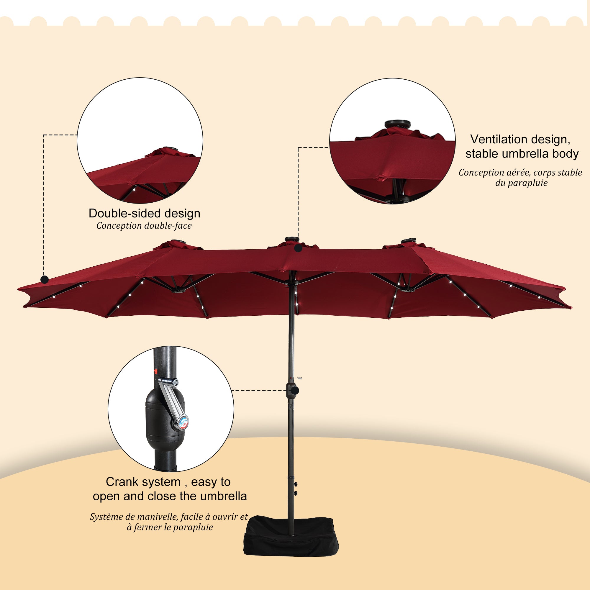 Boyel Living BOHT15LED-RD Umbrellas-2 - View #5