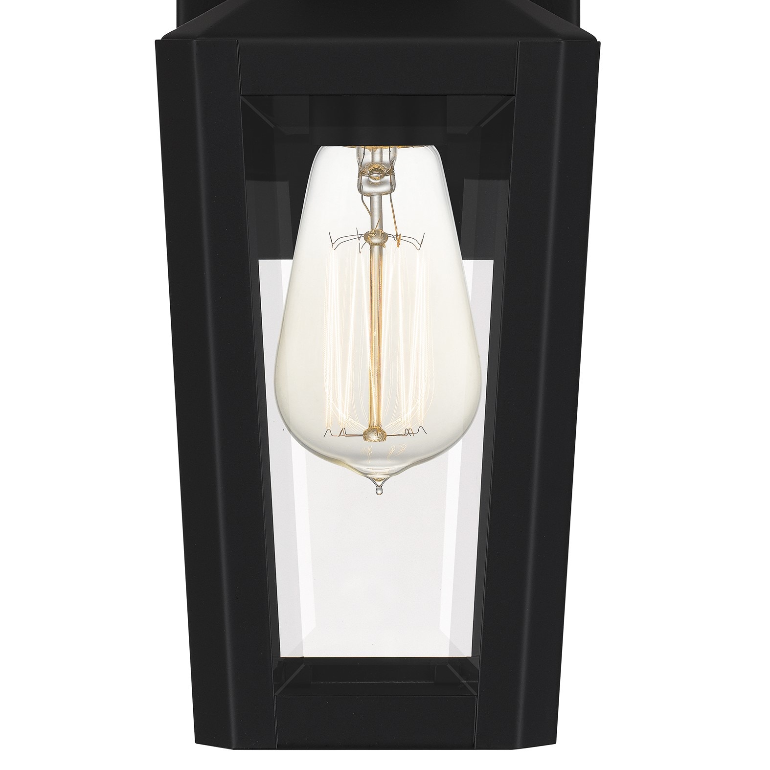 Matte Black Steel Lantern Sconce with Clear Glass Panels