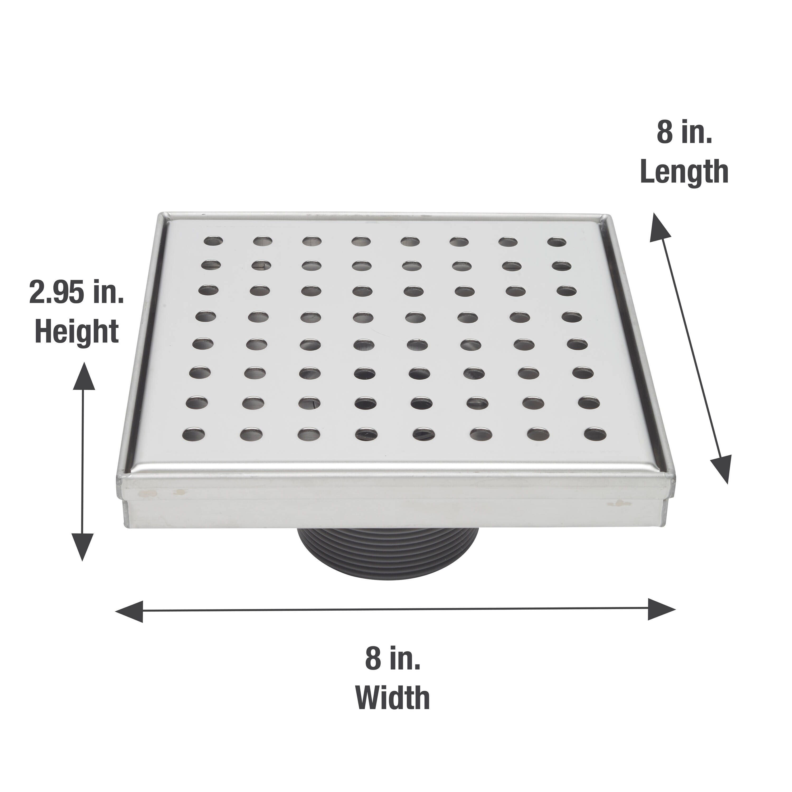 Built Industrial 5.8-Inch Stainless Steel Square Shower Drain Cover for  Bathrooms, Showers, and Sinks, Floor Drain with 2 In Bottom Outlet, Silver