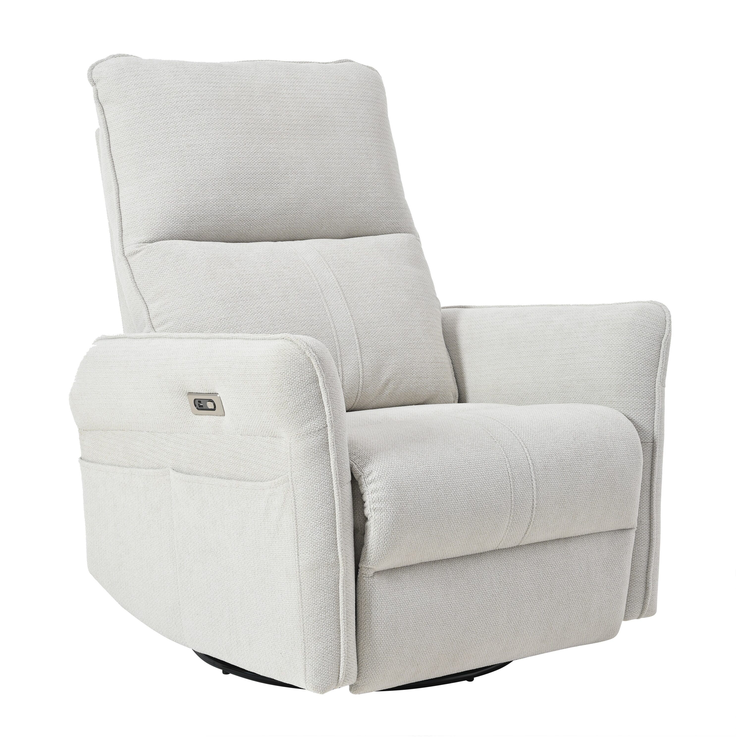 Siavonce XHS00041 Light Gray Upholstered Swivel Recliner