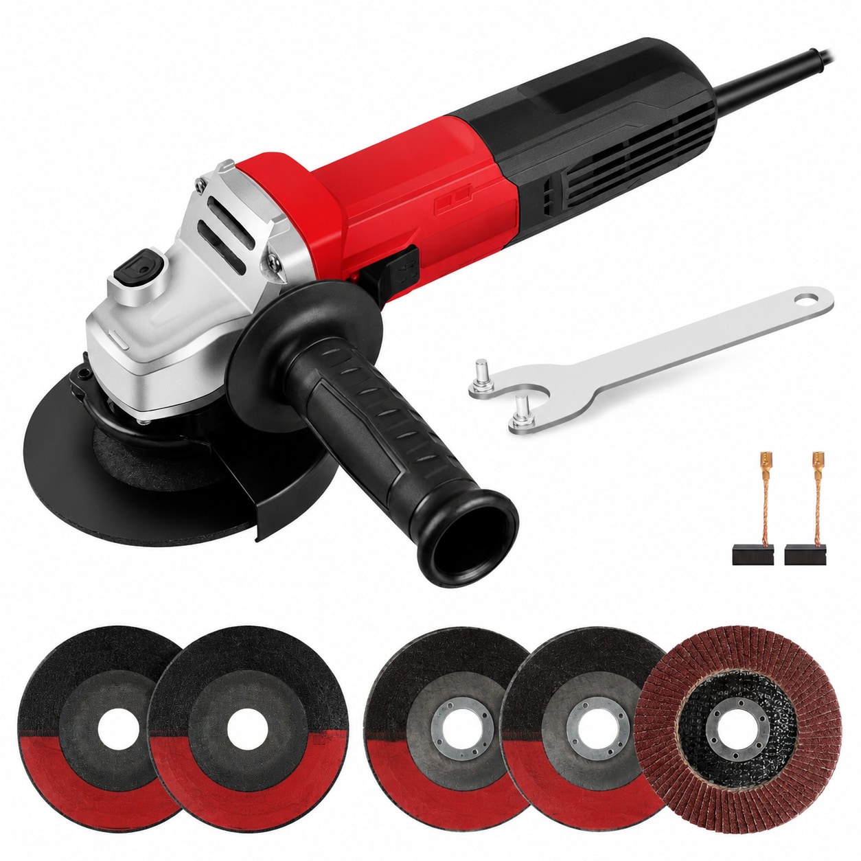 Avid Power 7.5 Amp 4-1/2 Inch Electric Angle Grinder With Cutting Wheels Grinding Wheels Flap Disc Auxiliary Handle For Polishing Rust Removal Masonry Work