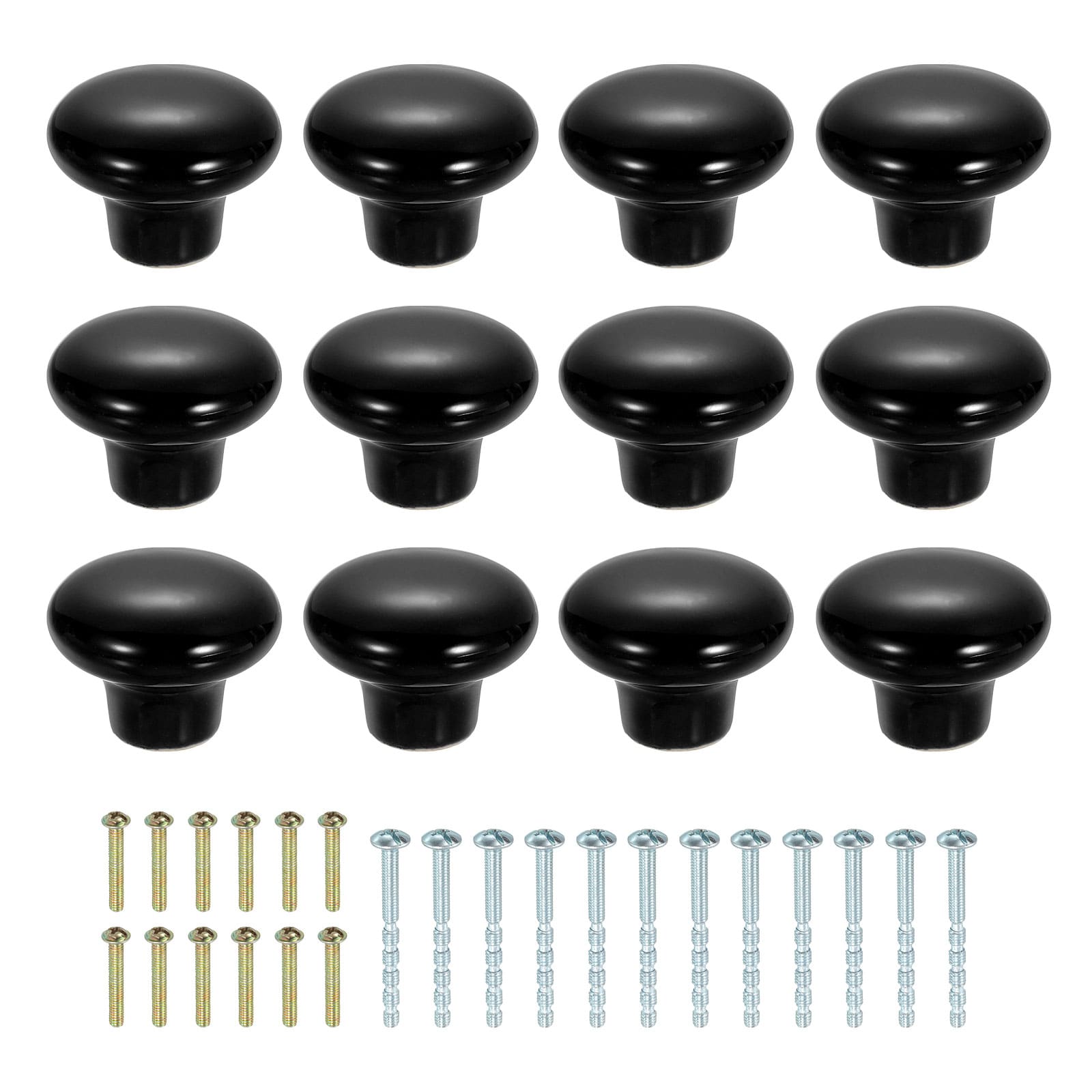 Unique Bargains - 12pcs Ceramic Cabinet Knobs 32mm/1.26inch Mushroom Round Shaped Drawer Knobs Dr...