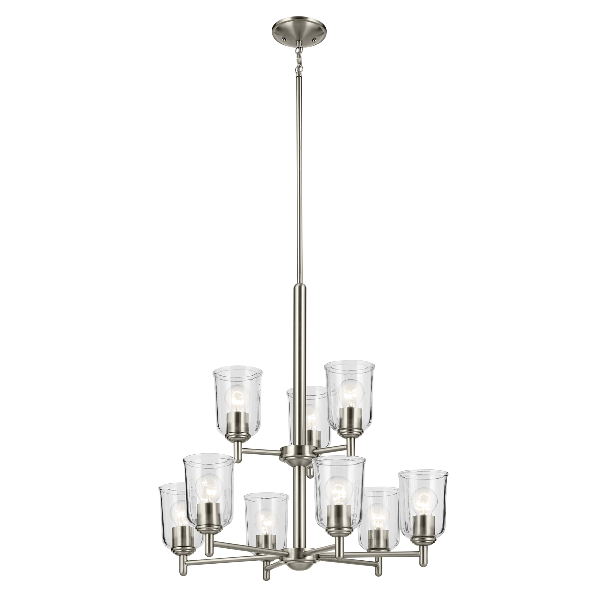 Kichler 43672NICLR Shailene 9 -Light Nickel Traditional For Use in Bedrooms, Dining Rooms, Foyers, Kitchens, Living Rooms Chandelier