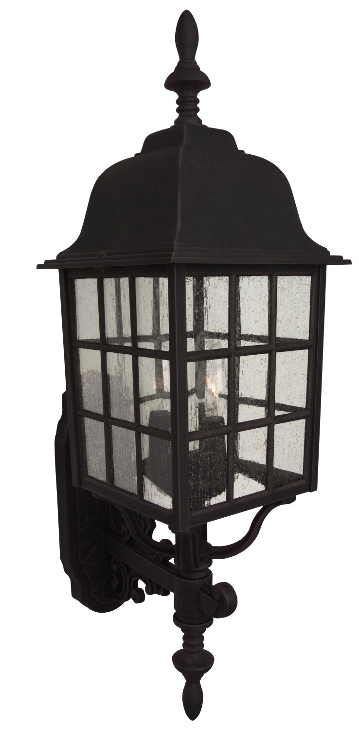 Craftmade Grid Cage Textured Matte Black Traditional Seeded Glass Square Pendant Light