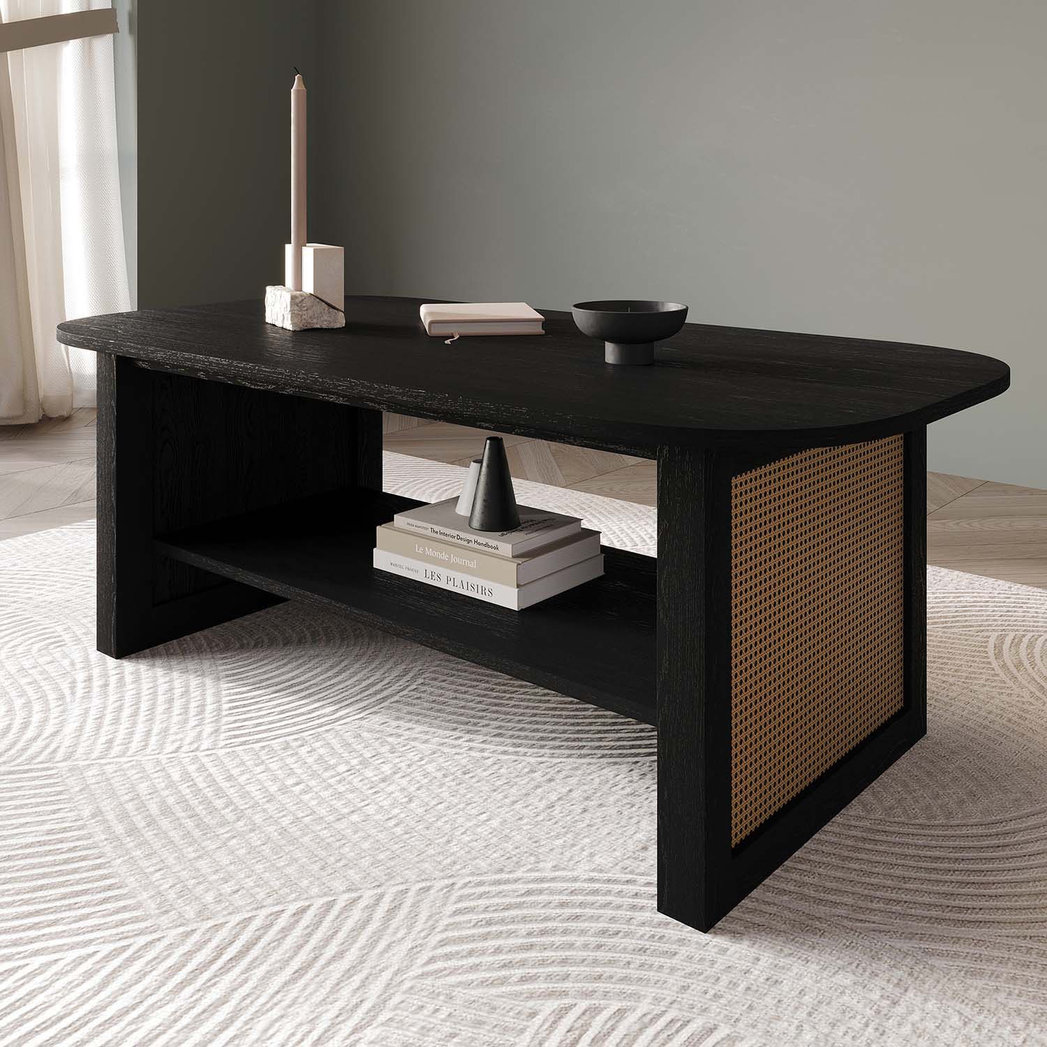 ChaletPosh C90194CT-BK Black MDF Modern Coffee Table with Storage