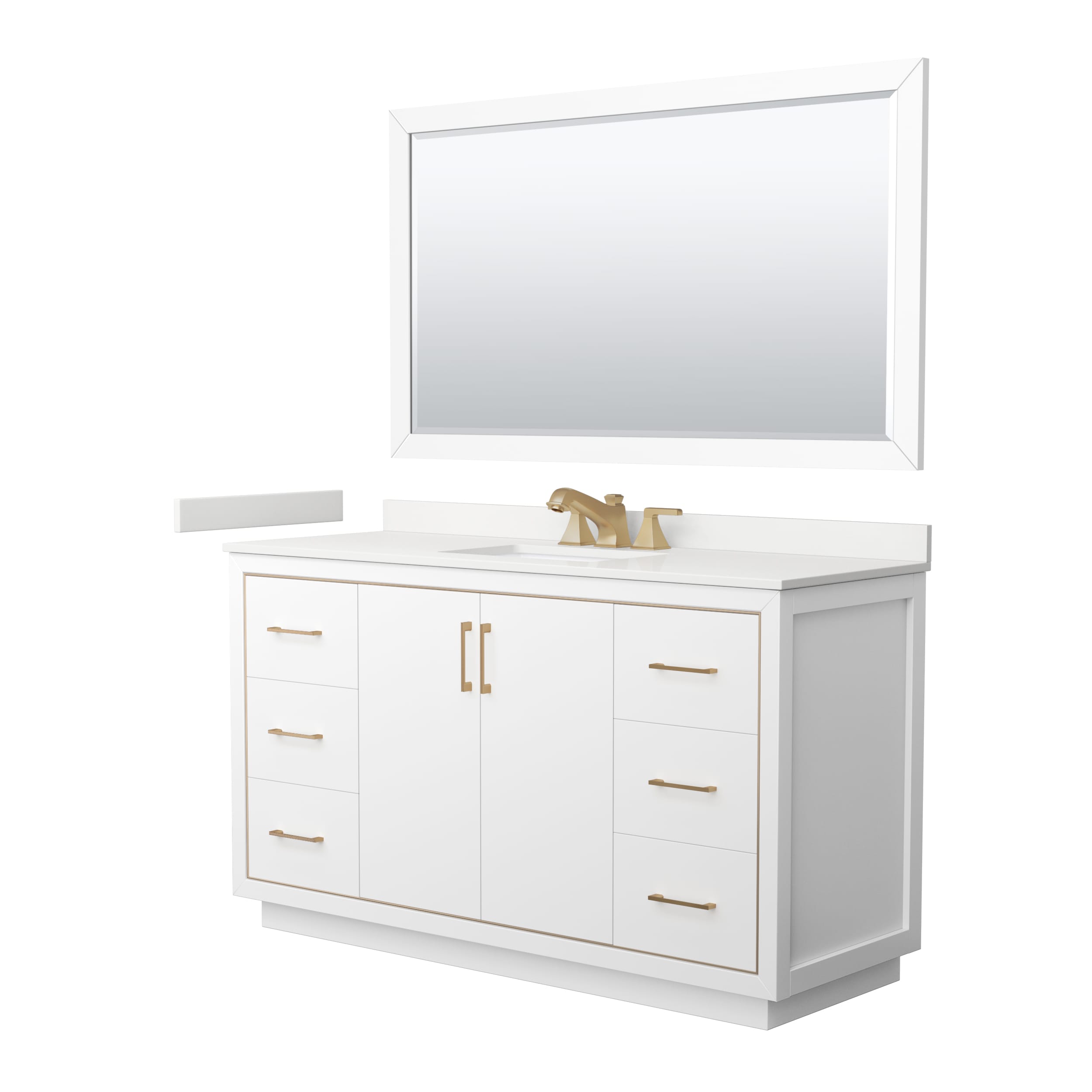 Wyndham Collection WCF111160SWZWQUS3M58 Icon 60-in White Undermount Single Sink Bathroom Vanity with White Quartz Top (Mirror Included)