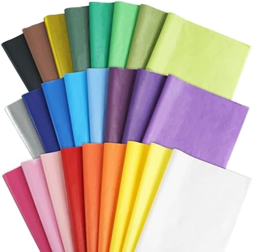 Etokfoks  colored tissue paper 150 sheets bulk pack 25 colors including gold silver red green yellow white black 20 x 14 in gift wrapping and