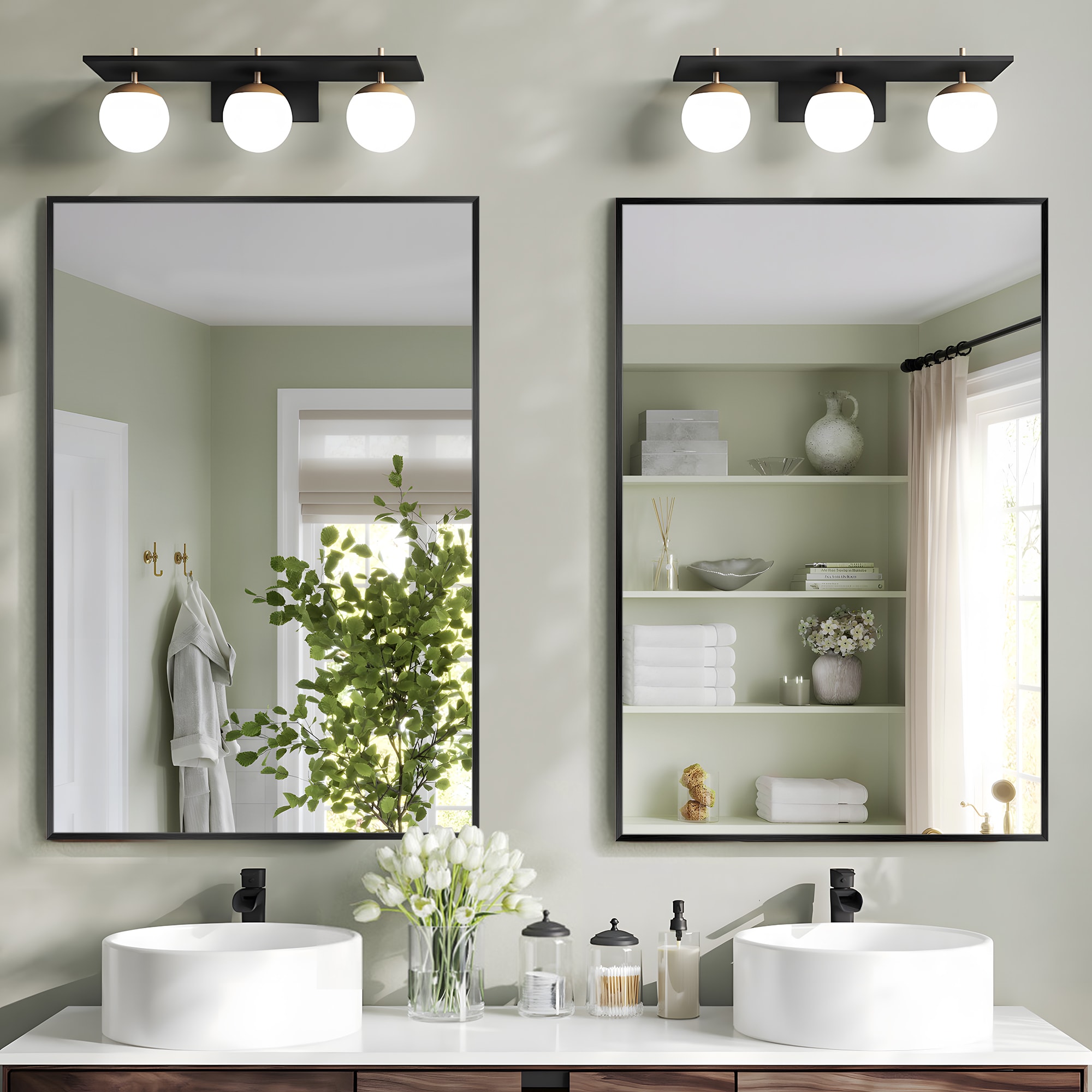Dovelina LS-24011120 24-Inches x 36-Inches Framed Rectangle Bathroom Vanity Mirror ( Black )