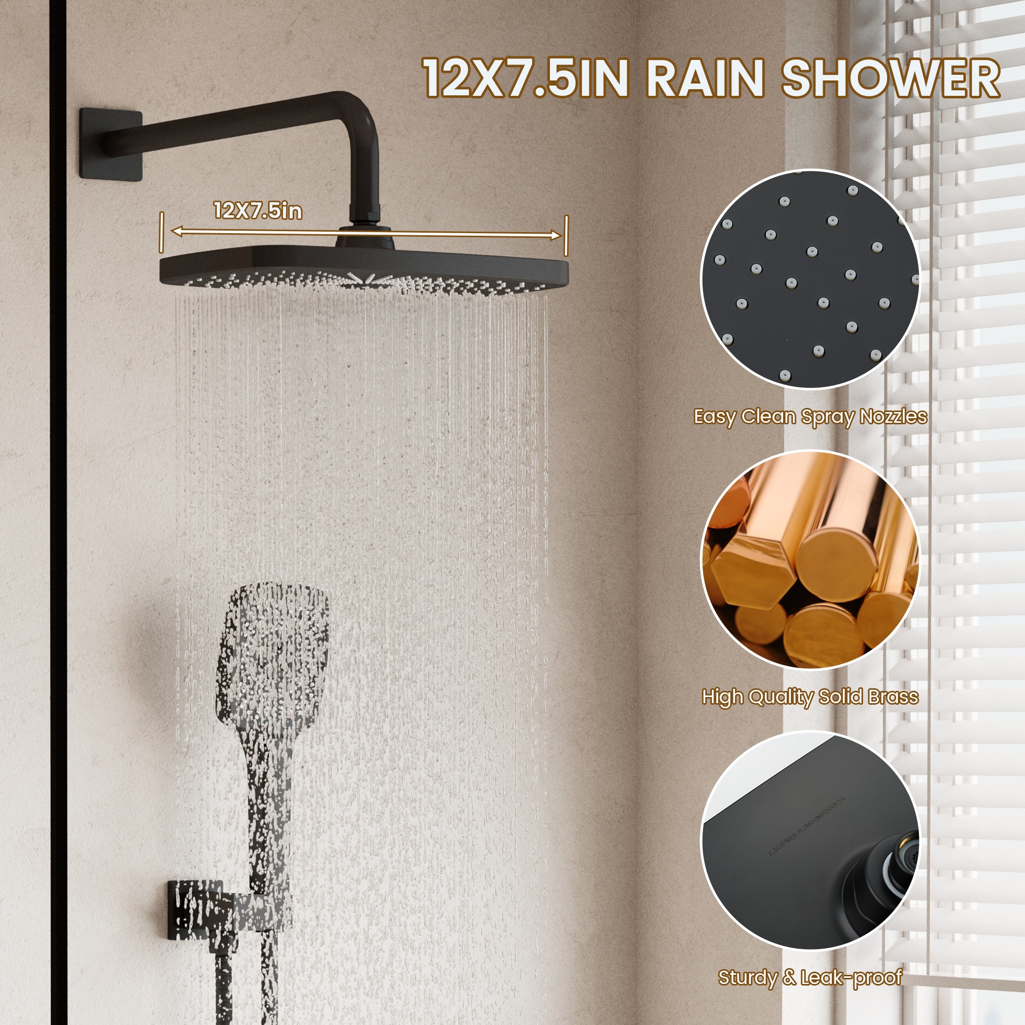 CASAINC CA-A4341-MB Showerhead-Bar-Panels - View #7