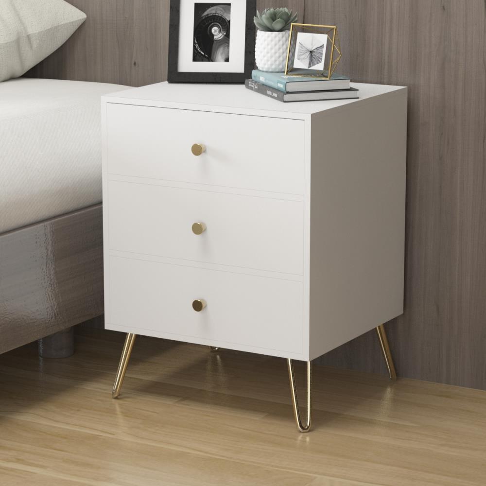 FUFU&GAGA 3 Drawers Nightstand in White in the Nightstands department ...