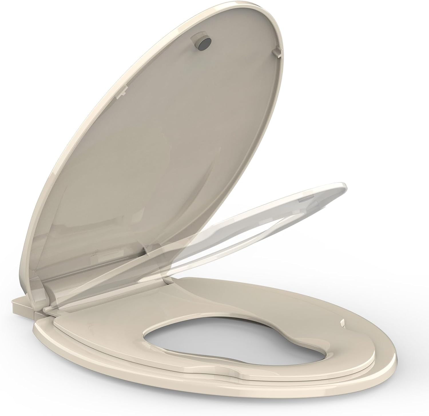 WhizMax CPHO-11GXDH89 19inch Almond Elongated Toilet Seat with Toddler Seat Built In Slow Close for Both Child Adult Seats Potty Training Seat Easy Installation for Bottom Fixing Toile