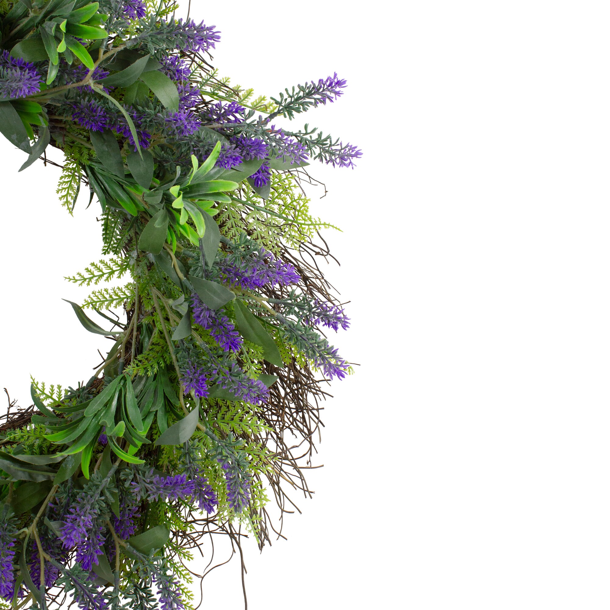 24'' Green and Purple Lavender Floral Spring Wreath