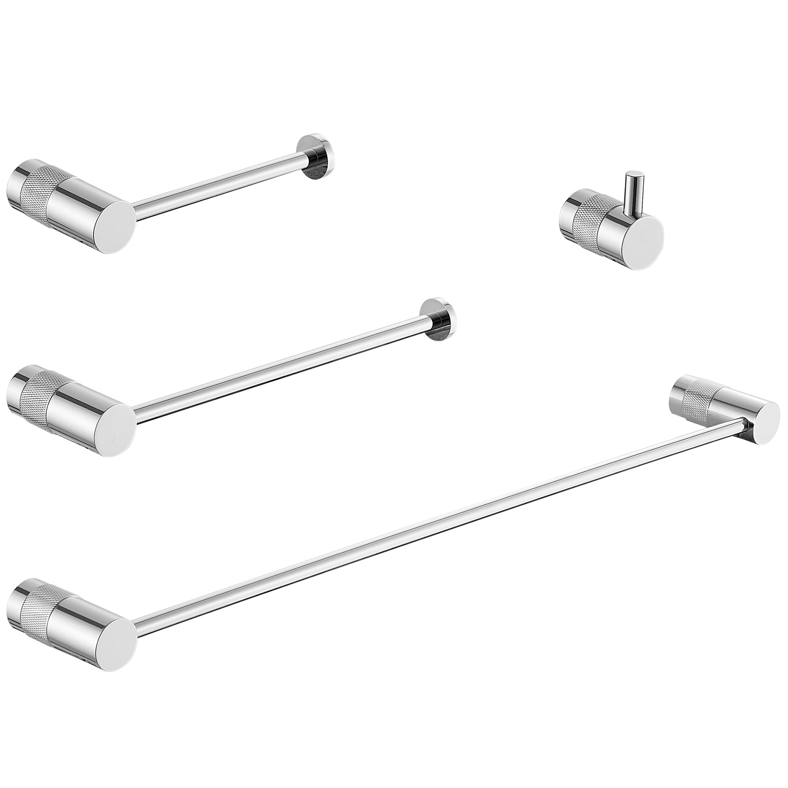 BWE A-91056-C 4 -Piece Stellar Shimmer Polished Chrome Decorative Bathroom Hardware Set Towel Bar, Toilet Paper Holder, ,Robe Hook Included