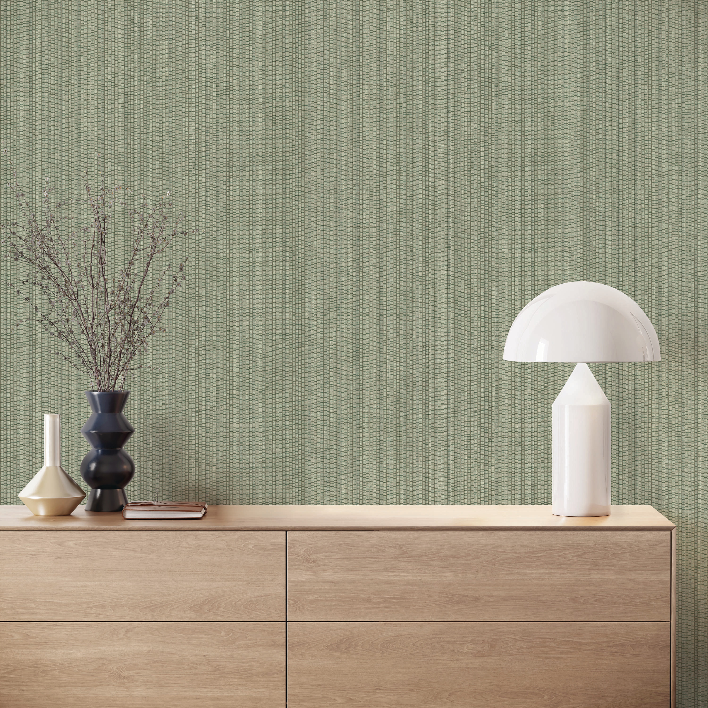 Tempaper 28-sq ft Sage Green Vinyl Grasscloth Self-adhesive Peel