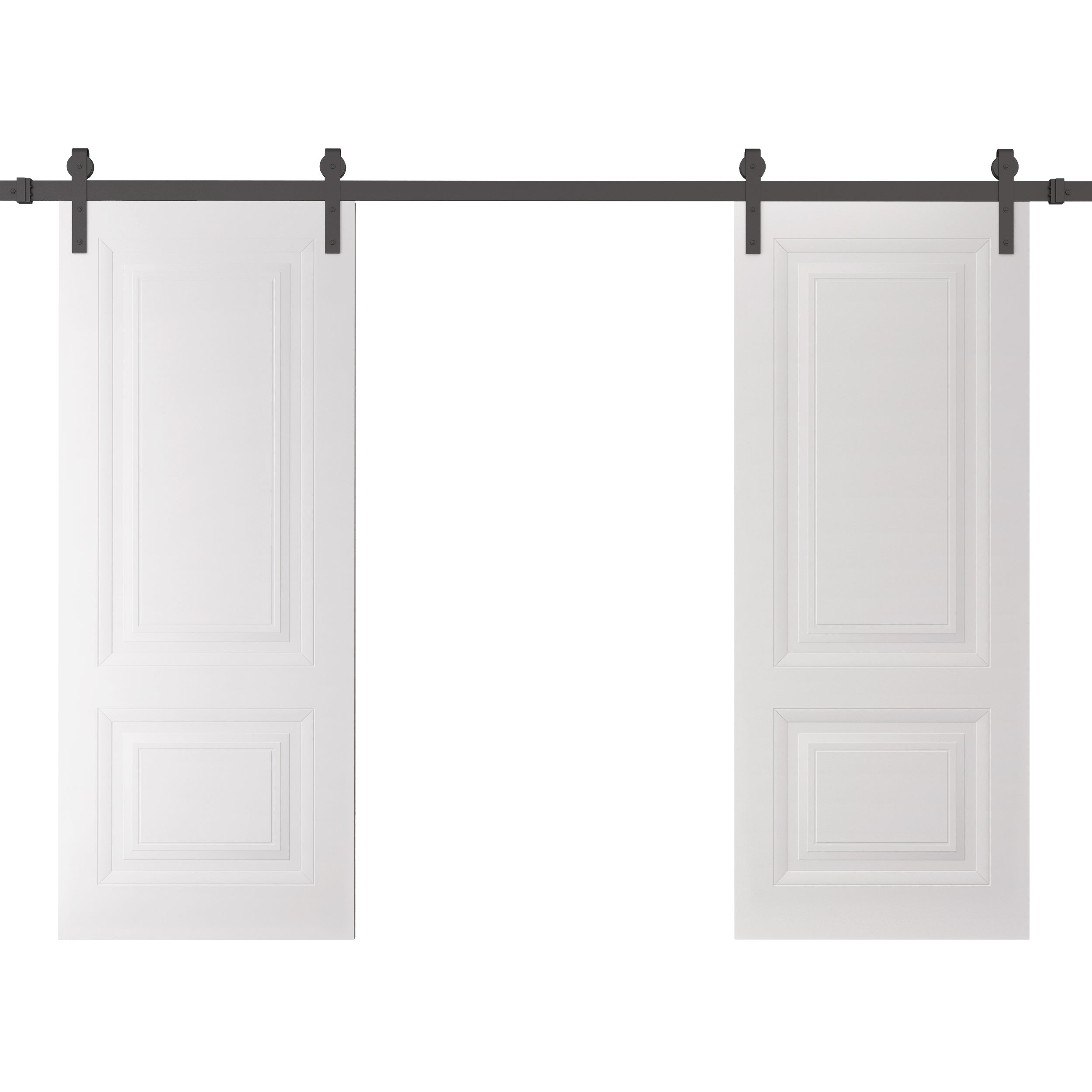 SARTODOORS SELECT2249DBBSN60 Double Barn Door 60 x 80 inches - SELECT 2249 White - 13FT Rail Track Set - Solid Panel Interior Doors