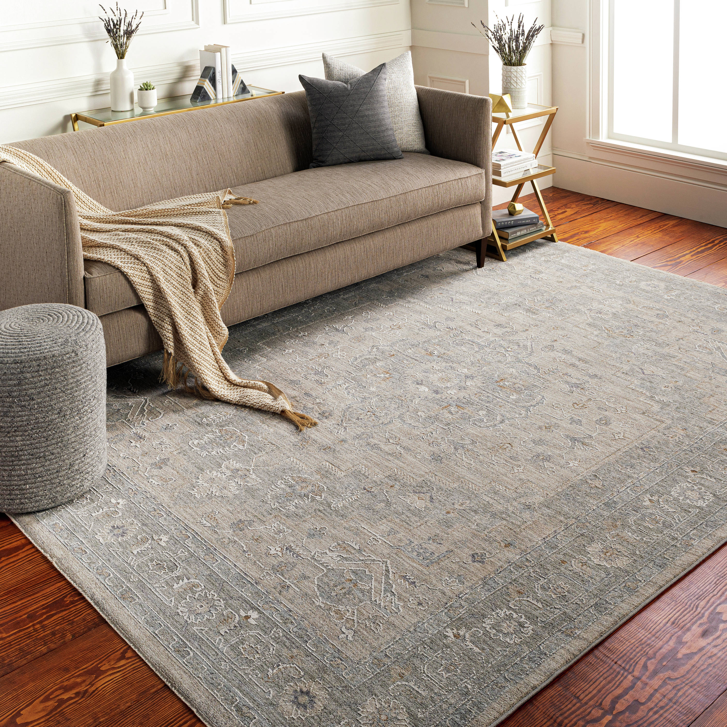 Surya AVT2302-67RD Avant Garde 7 x 7 Gray Round Indoor Medallion Oriental Area Rug