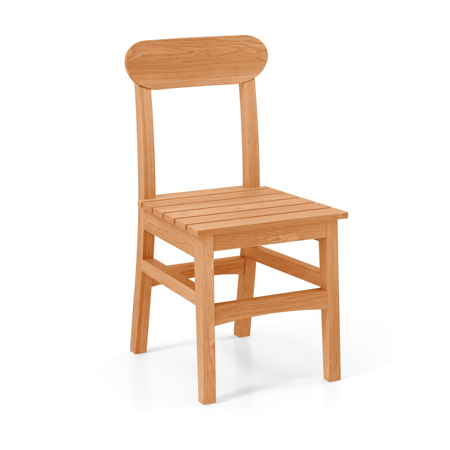 Costway -  1 PCS Patio Teak Wood Chair  Wooden Armless Dining Chair with Slatted Seat