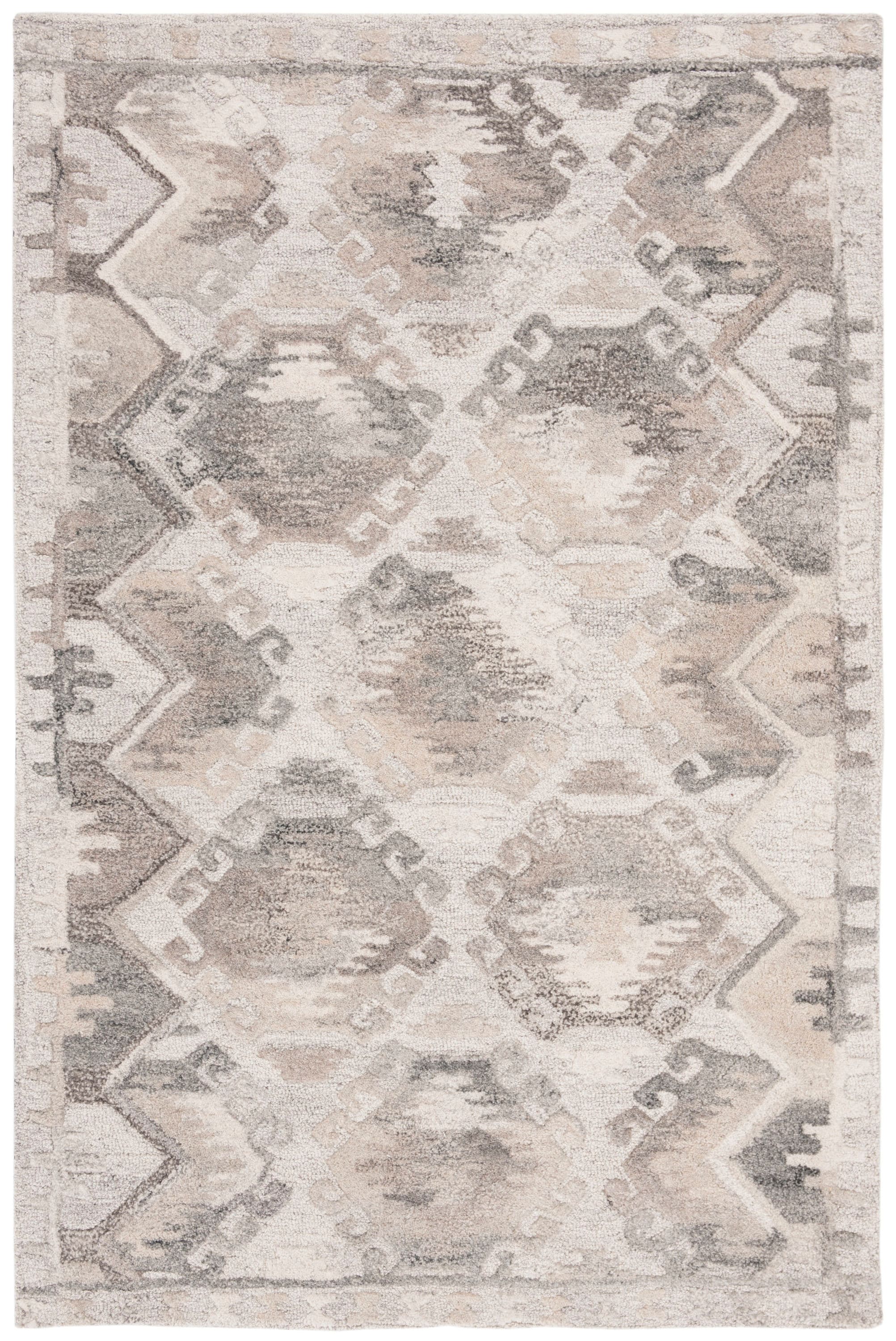 Handmade Gray Wool 4' x 6' Tufted Area Rug