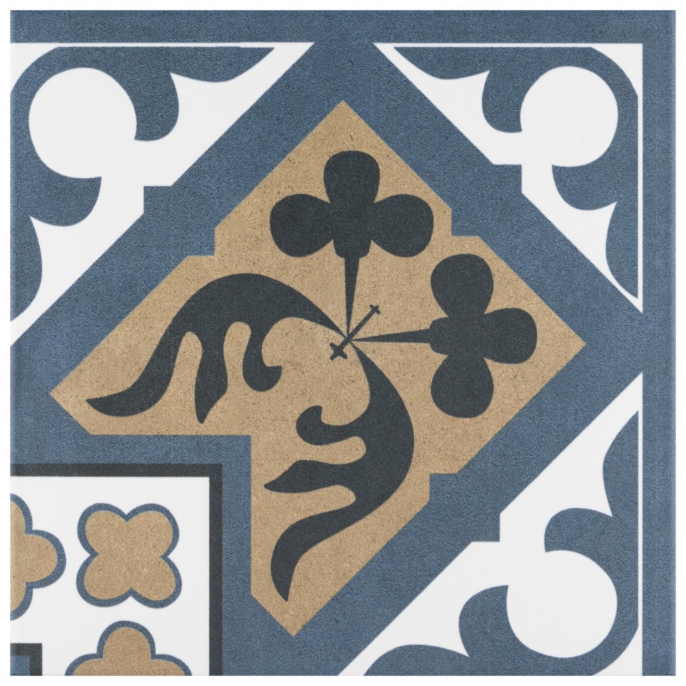 Affinity Tile FCDMOABL Majestic Orleans Angulo Blue 10-in x 10-in Satin Porcelain Encaustic Standard Floor and Wall Tile ( 2.72-sq ft Carton
