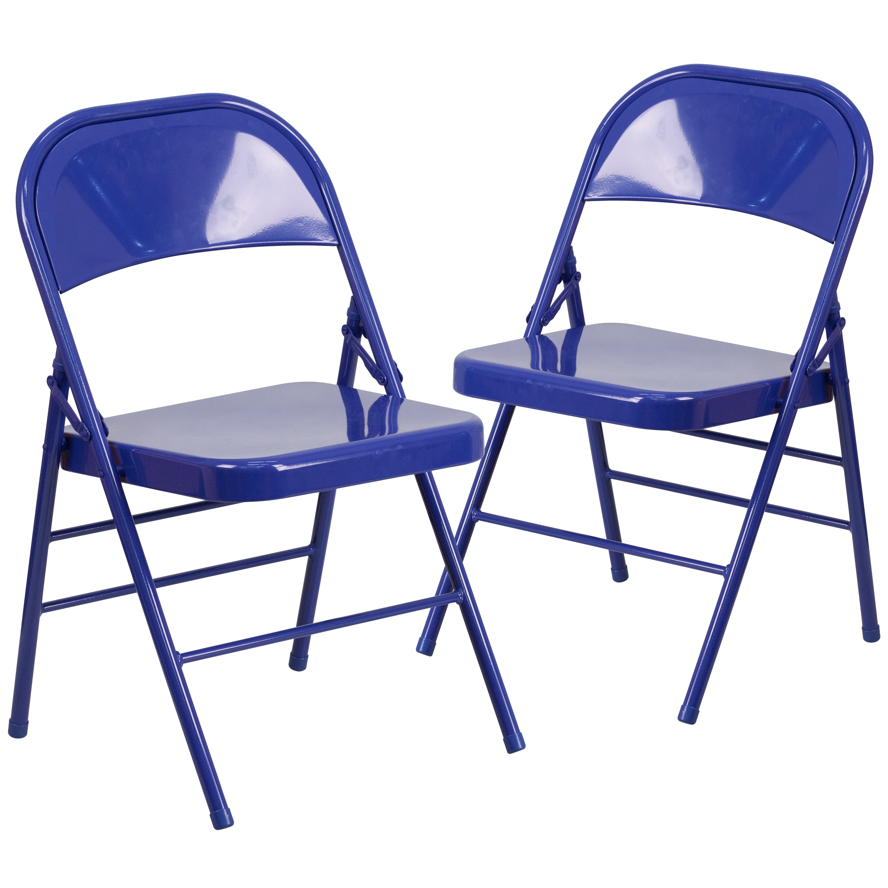 Flash Furniture 889142652496 2 Pack HERCULES COLORBURST Series Cobalt Blue Triple Braced and Double Hinged Metal Folding Chair