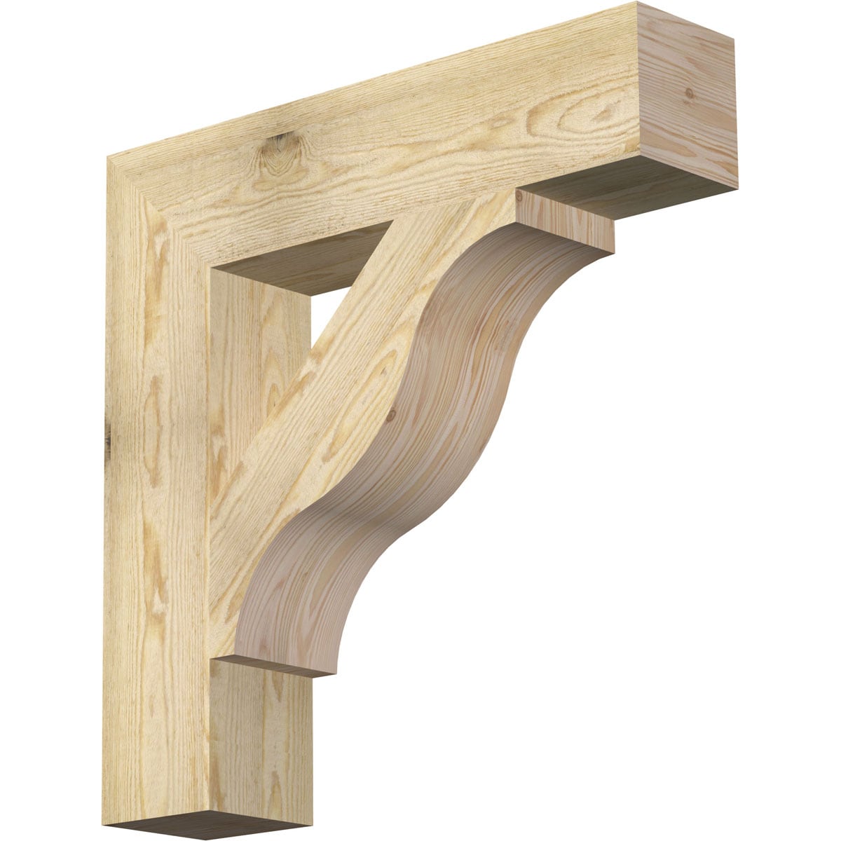 Ekena Millwork BKT06X28X28FST05RDF Funston Block Rough Sawn 6-in x 28-in x 28-in Douglas fir Brown Wood Standard bracket