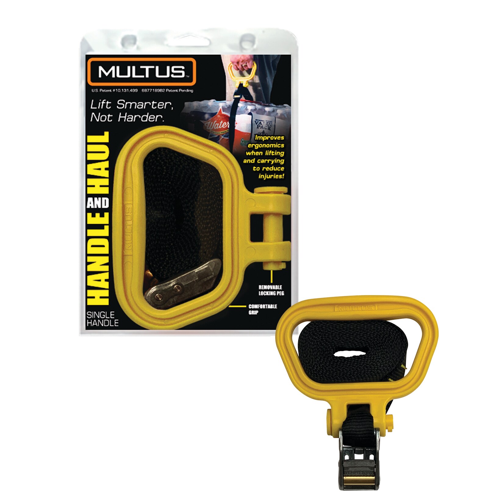MULTUS MU-HH-RC-PE9FB-1Y Handle and Haul Single Handle Moving Strap- Yellow