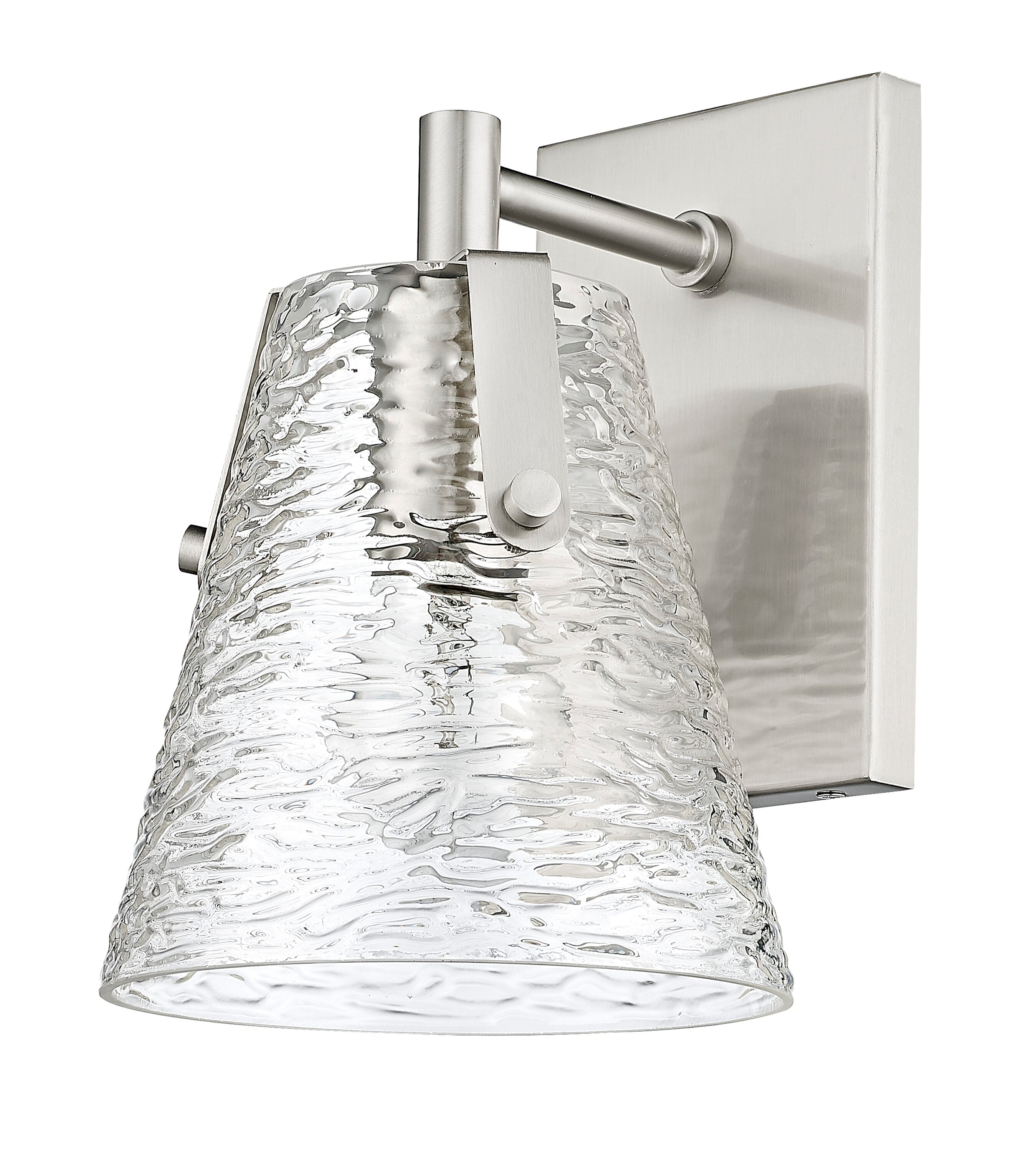 Analia Brushed Nickel and Glass 1-Light Wall Sconce