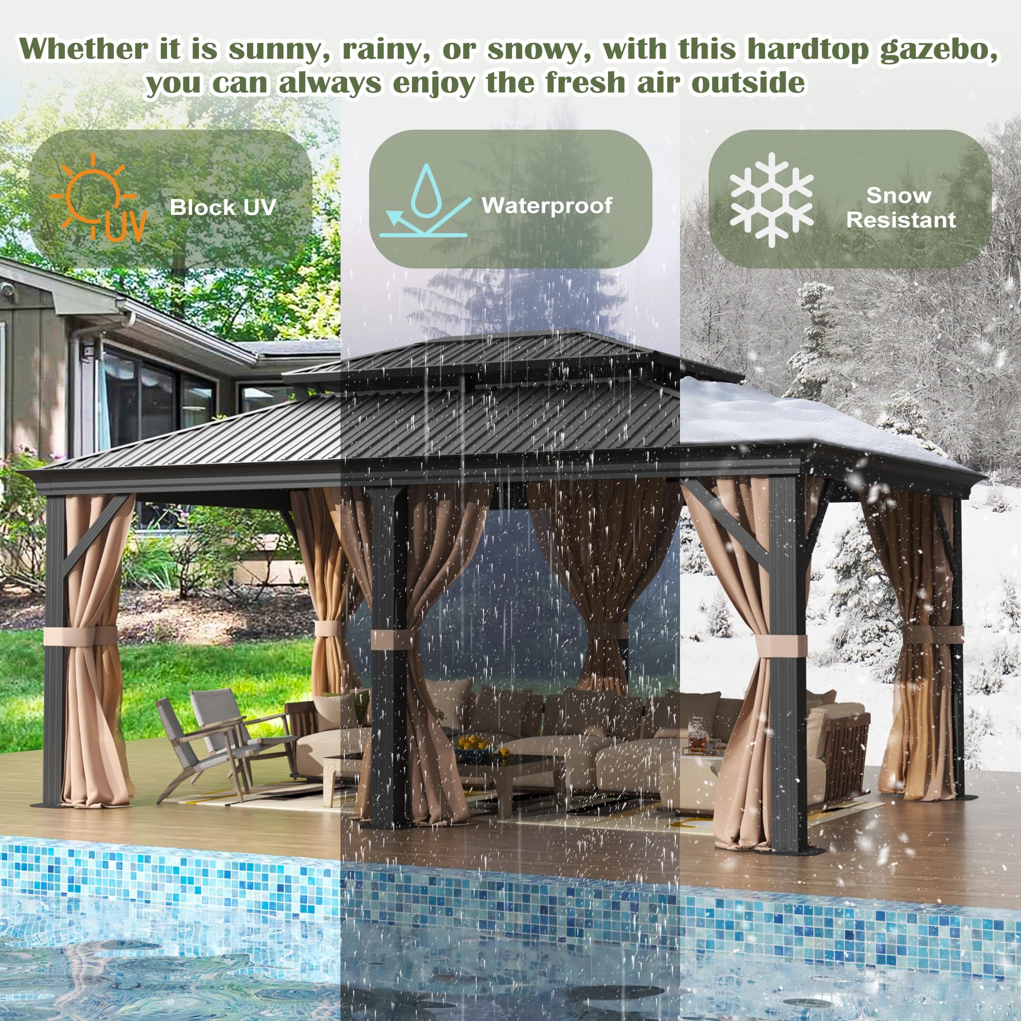 AURA OUTDOOR OAGB-1218 Wood-Resin-Gazebos - View #2