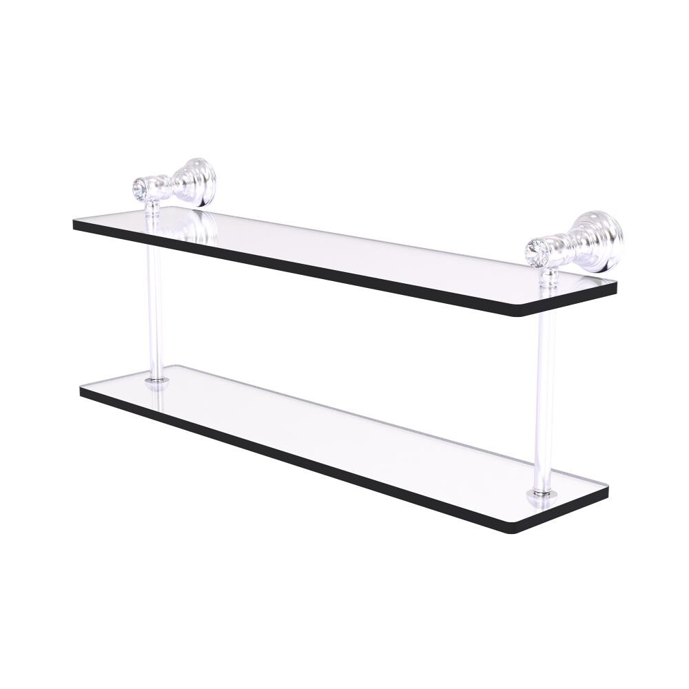 Allied Brass CC-2-22-SCH Carolina Crystal Satin Chrome 2 -Tier Wall mount Bathroom Shelf ( 22-in x 9.2-in x 5-in )