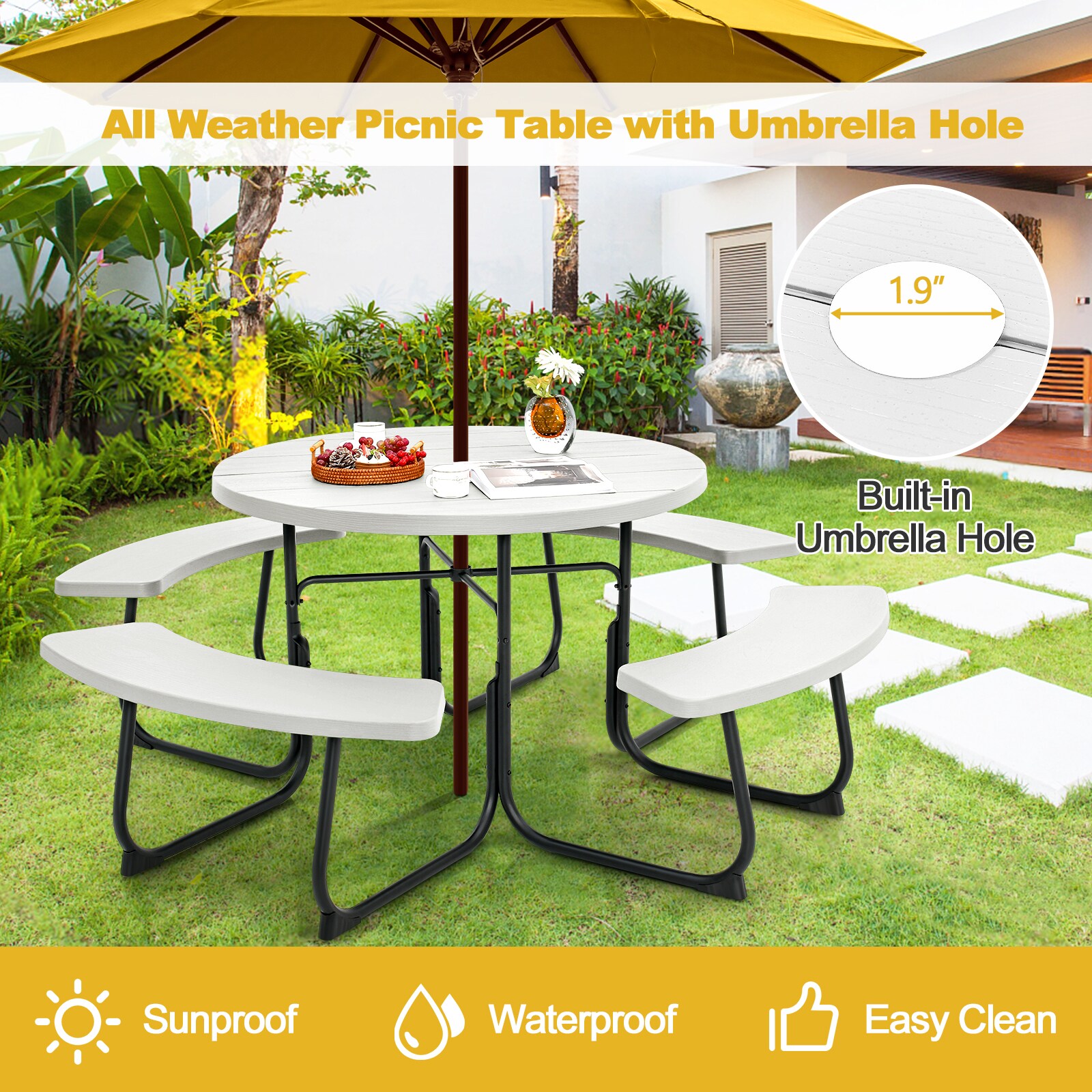 Poinic CWG11264WH-X Picnic-Tables - View #2