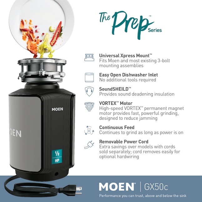 Moen GX 1/2-HP Continuous Feed Noise Insulation Garbage Disposal Moen GX 1/2-HP Continuous Feed Noise Insulation Garbage Disposal