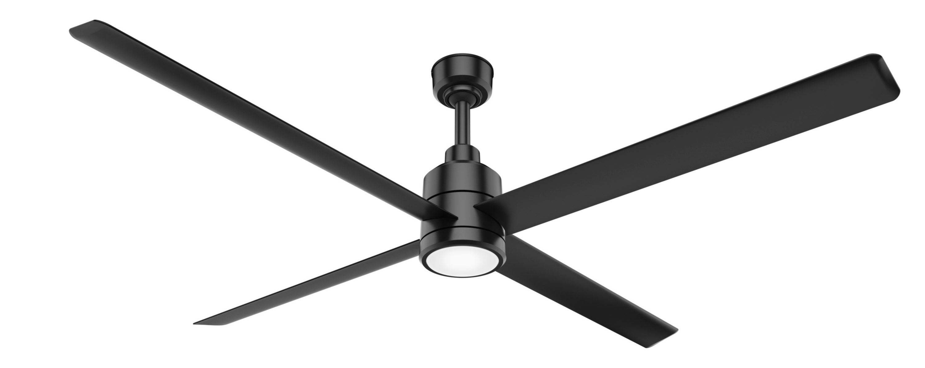 Hunter 76024 Trak 96-in Matte Black Integrated LED Indoor/Outdoor Ceiling Fan with Light and Wall-mounted Remote (4-Blade)