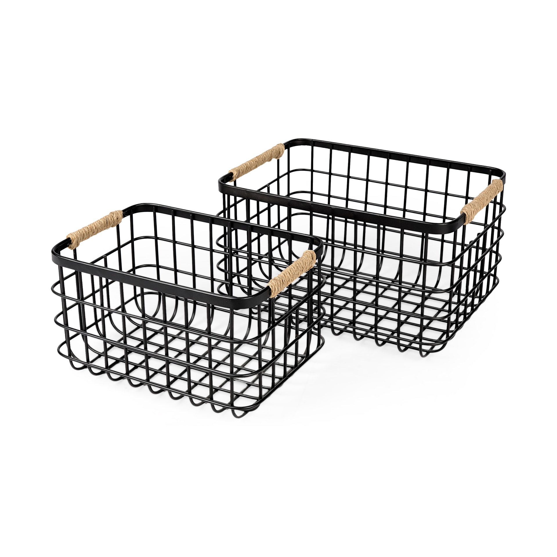 Mercana 69528 Marius ( 20.87-in W x 12.20-in H x 15.16-in D ) Black Iron Stackable Basket