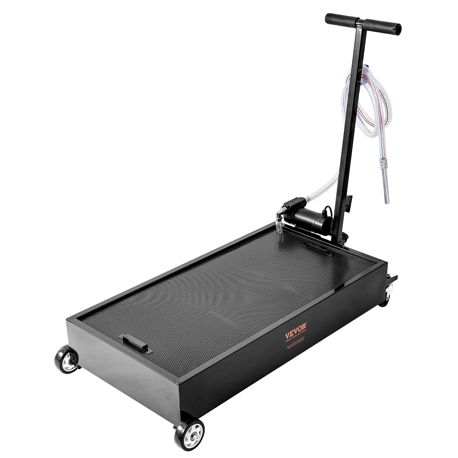 Tatayosi DJ2-2P371505 Low Profile Oil Drain Pan; 20 Gallon Oil Drain Pan with Pump; Oil Change Pan with 180W Electric Pump; Hose and Folding Handle;Rolling Oil Drain Cart for Trucks; Buses; RVs