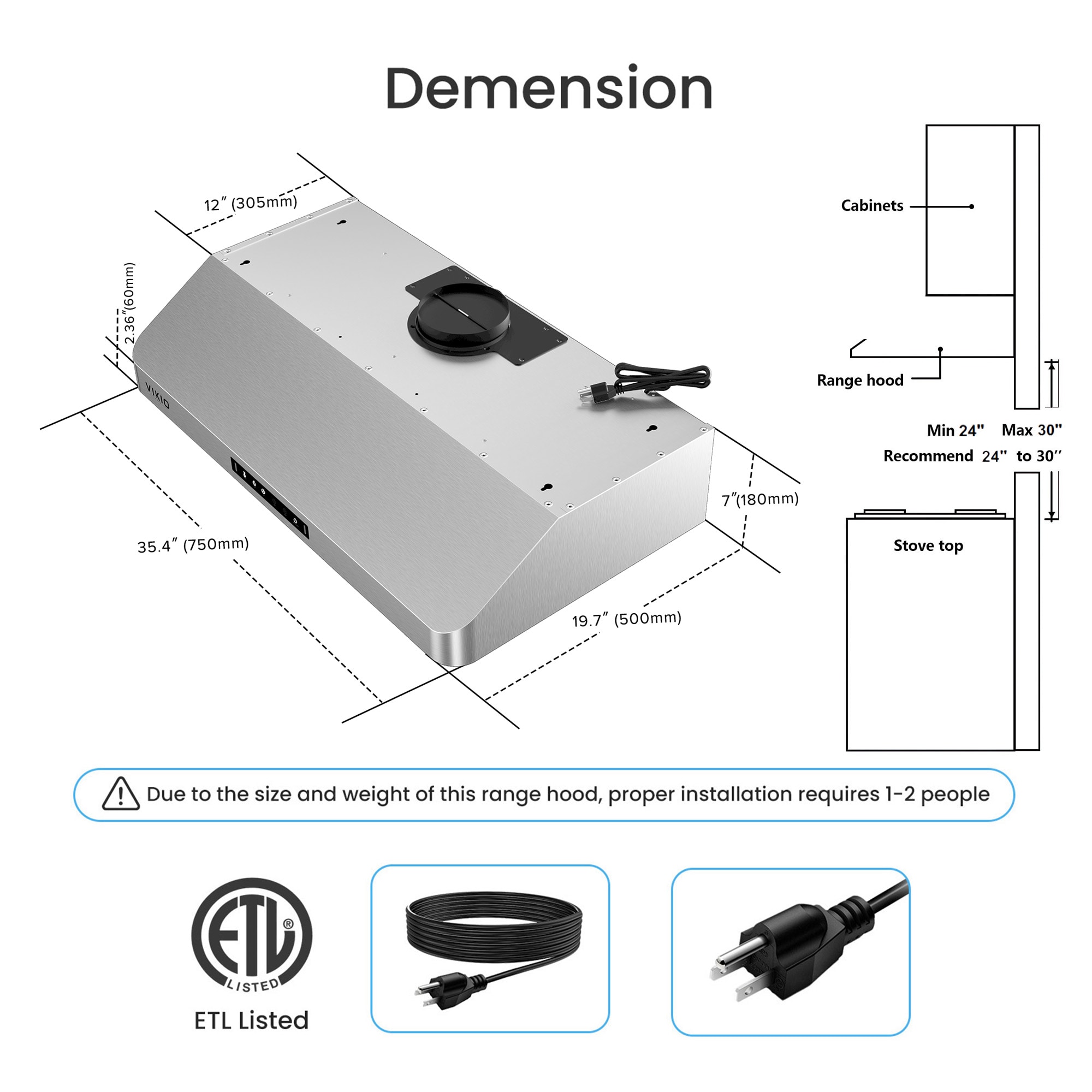 VIKIO UNC0136-2 Undercabinet-Range-Hoods - View #10