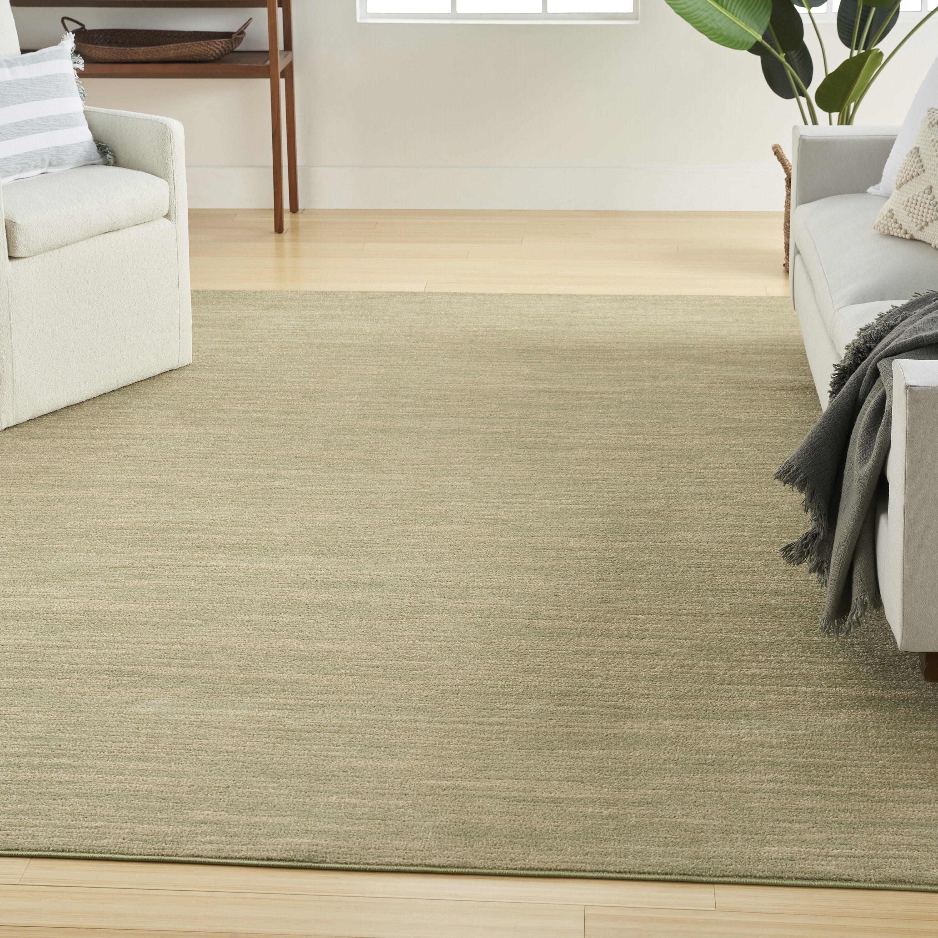 Nourison Home 099446917188 Essentials 6 x 9 (ft) Loomed Polypropylene Green Gold Rectangular Indoor/Outdoor Solid Area rug