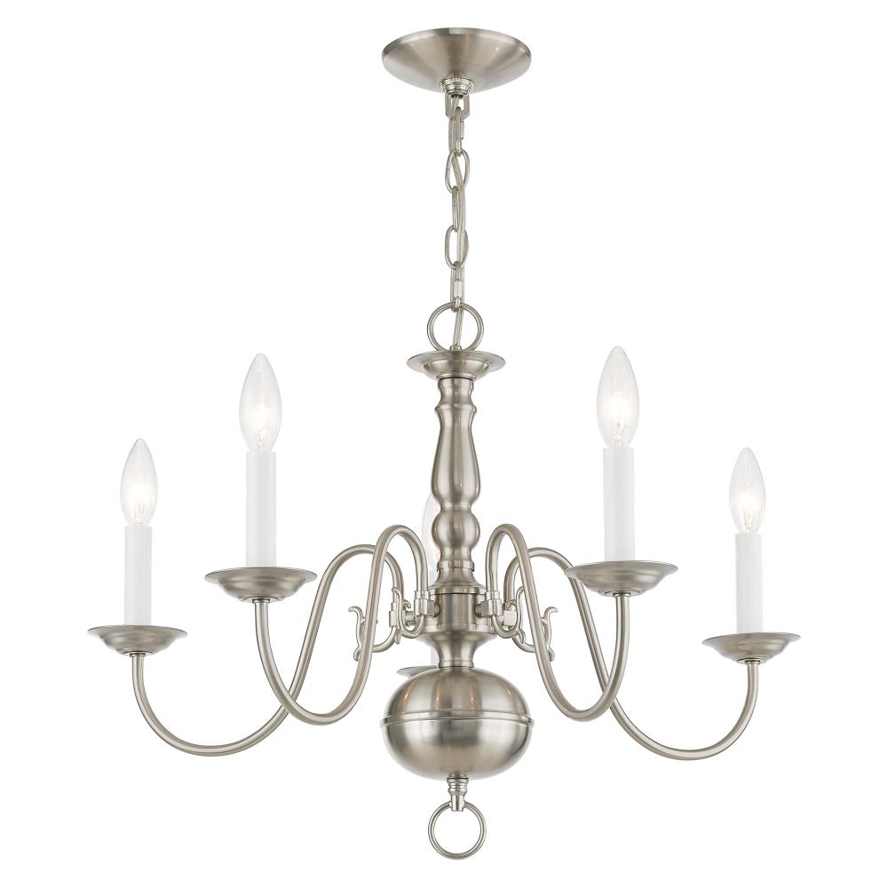 Elegant Williamsburgh 5-Light Brushed Nickel Chandelier