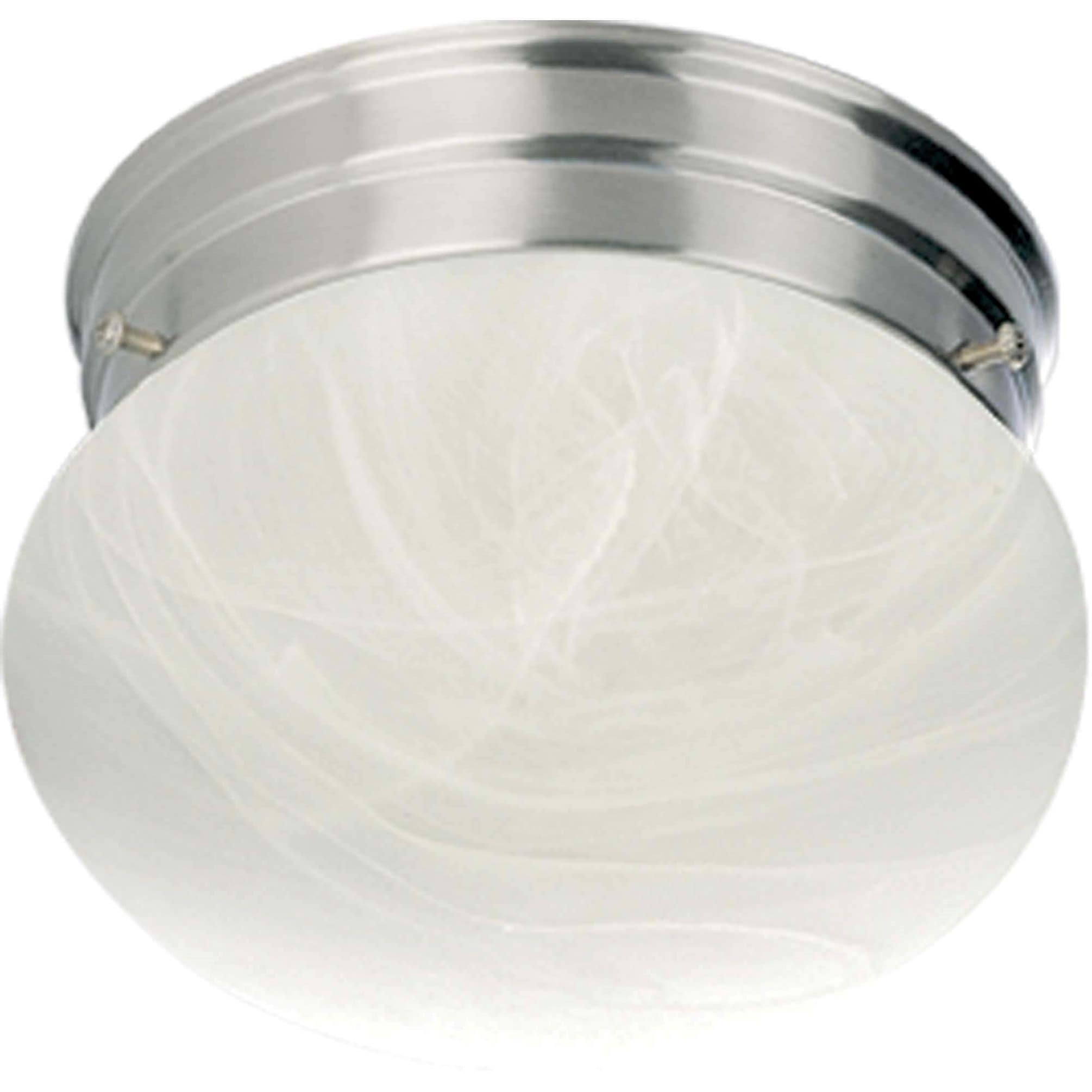 Minster Brushed Nickel Alabaster Glass Flush Mount Light
