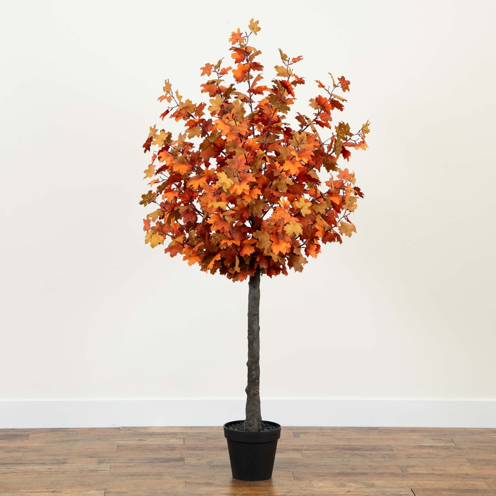 6ft Autumn Maple Artificial Fall Tree in Black Pot
