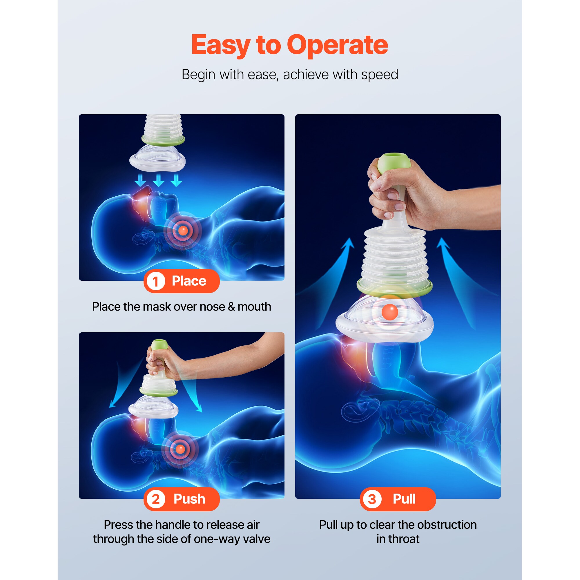 VEVOR Choking Rescue Device Portable Airway Clear Anti Choking Suction ...
