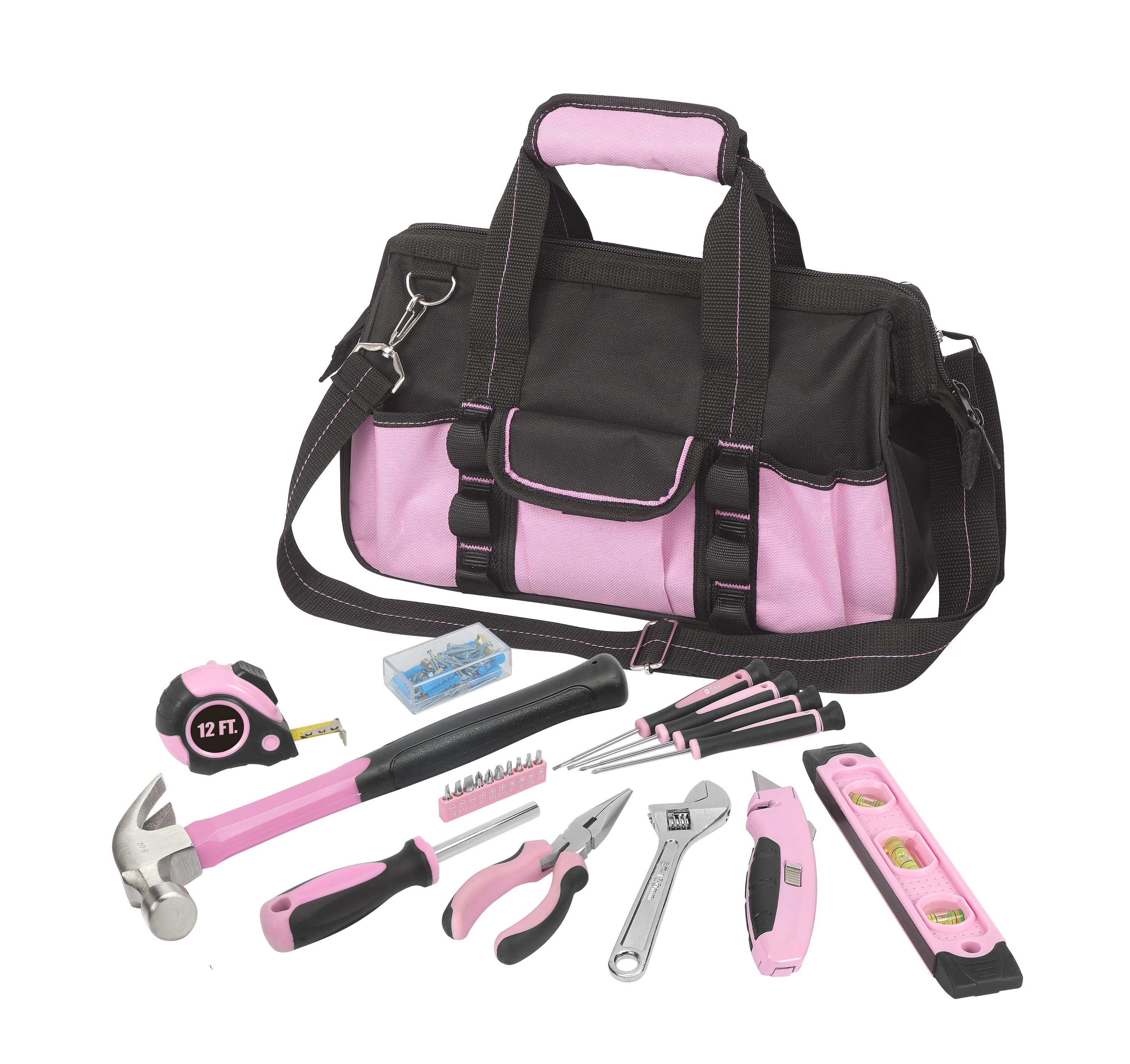 SHALL 26-Piece Kids Size Tool Set, Pink Real Tools for Kids with 12 Tool  Bag, Safety Certified Children Learning Tool Kit with Hand Tools for Boys 