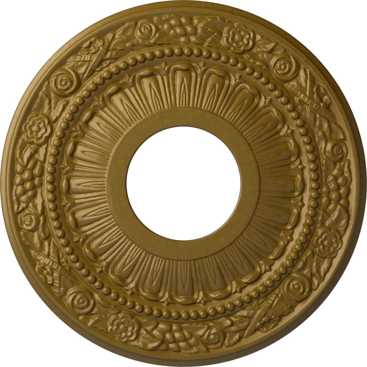 Ekena Millwork CM12NAGLS Nadia 12.125-in W x 12.125-in L Painted Gold Polyurethane Whole Ceiling Medallion