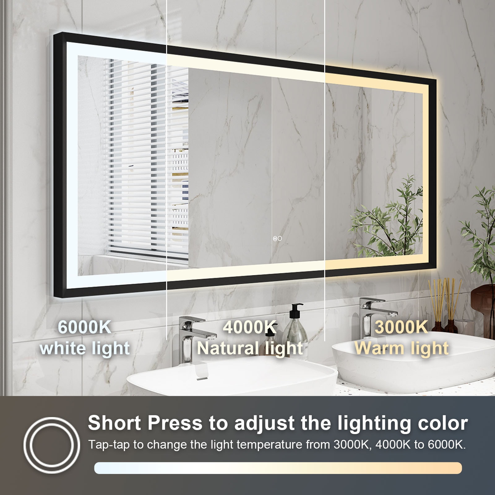 WELLFOR DH-MC04-6036SF2 Framed-Bath-Mirrors - View #4