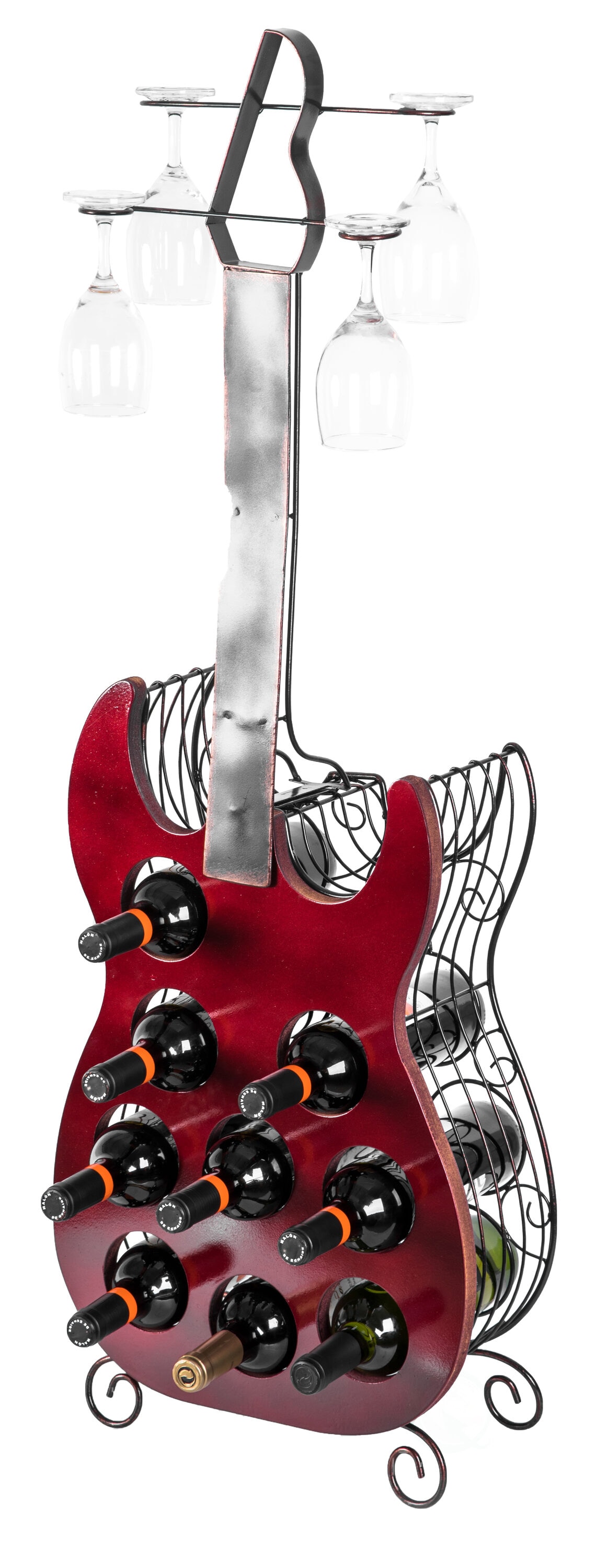 Vintiquewise QI003562 9 -Bottle Red/metal and MDF Metal Wine rack