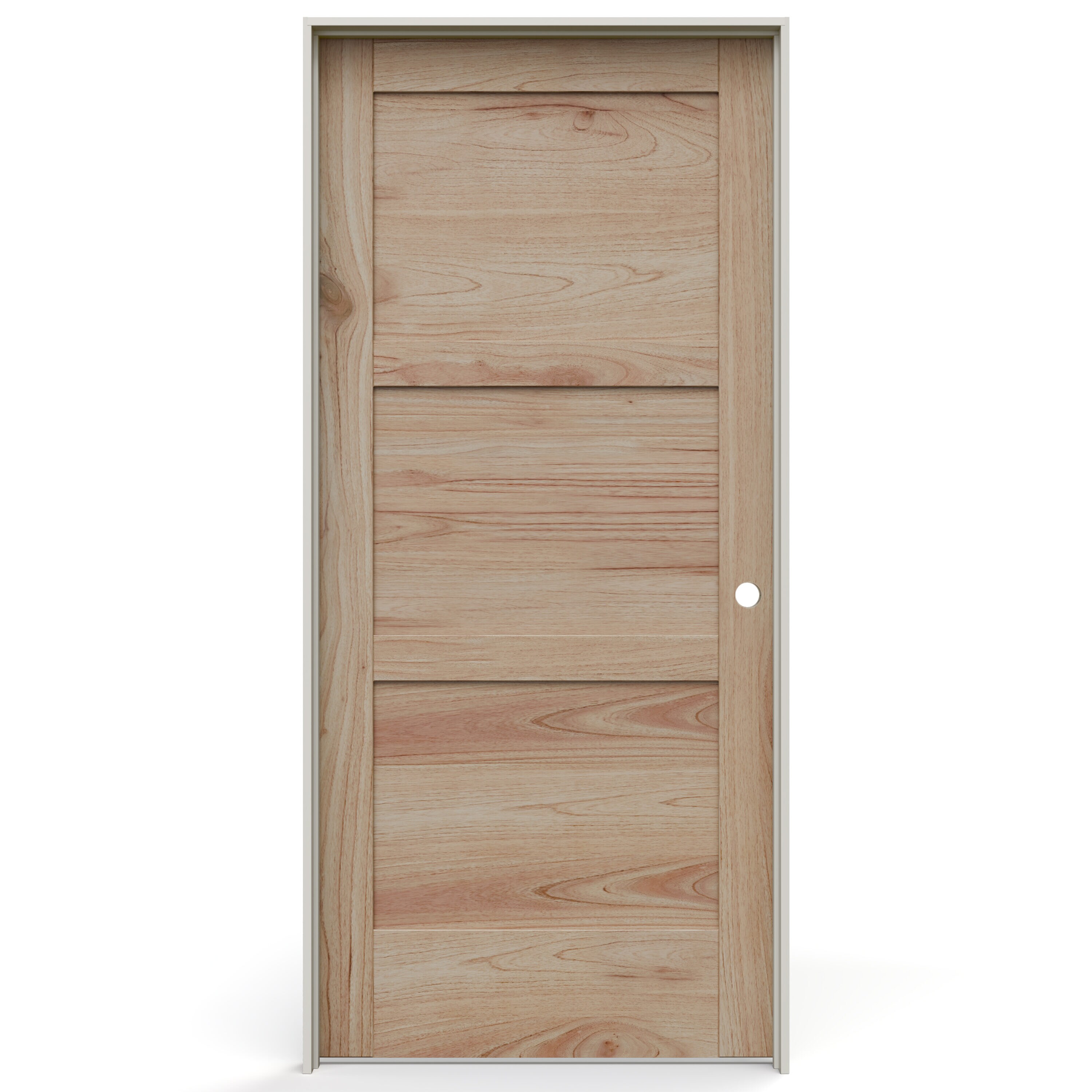 JELD-WEN LOWOLJW240100286 32-in x 80-in Unfinished Solid core 3-panel equal Left hand Textured Unfinished White cedar Wood Flat Jamb Single Prehung Interior Door