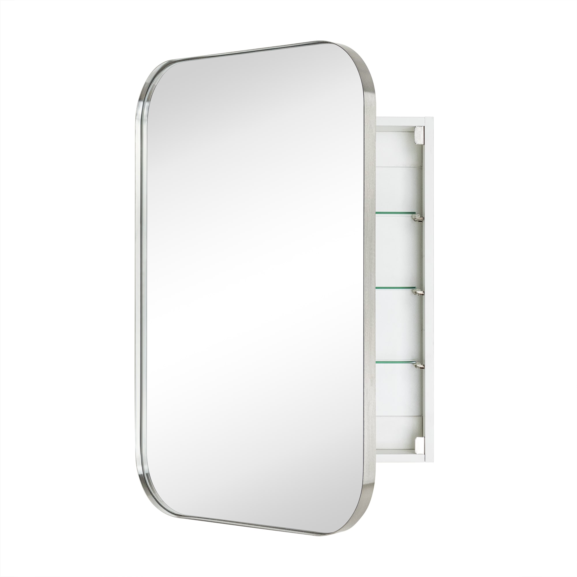 TEHOME GC-XB0017 22-Inches x 30-Inches Surface/Recessed Mount Brushed Nickel Mirrored Rectangle Soft Close Medicine Cabinet