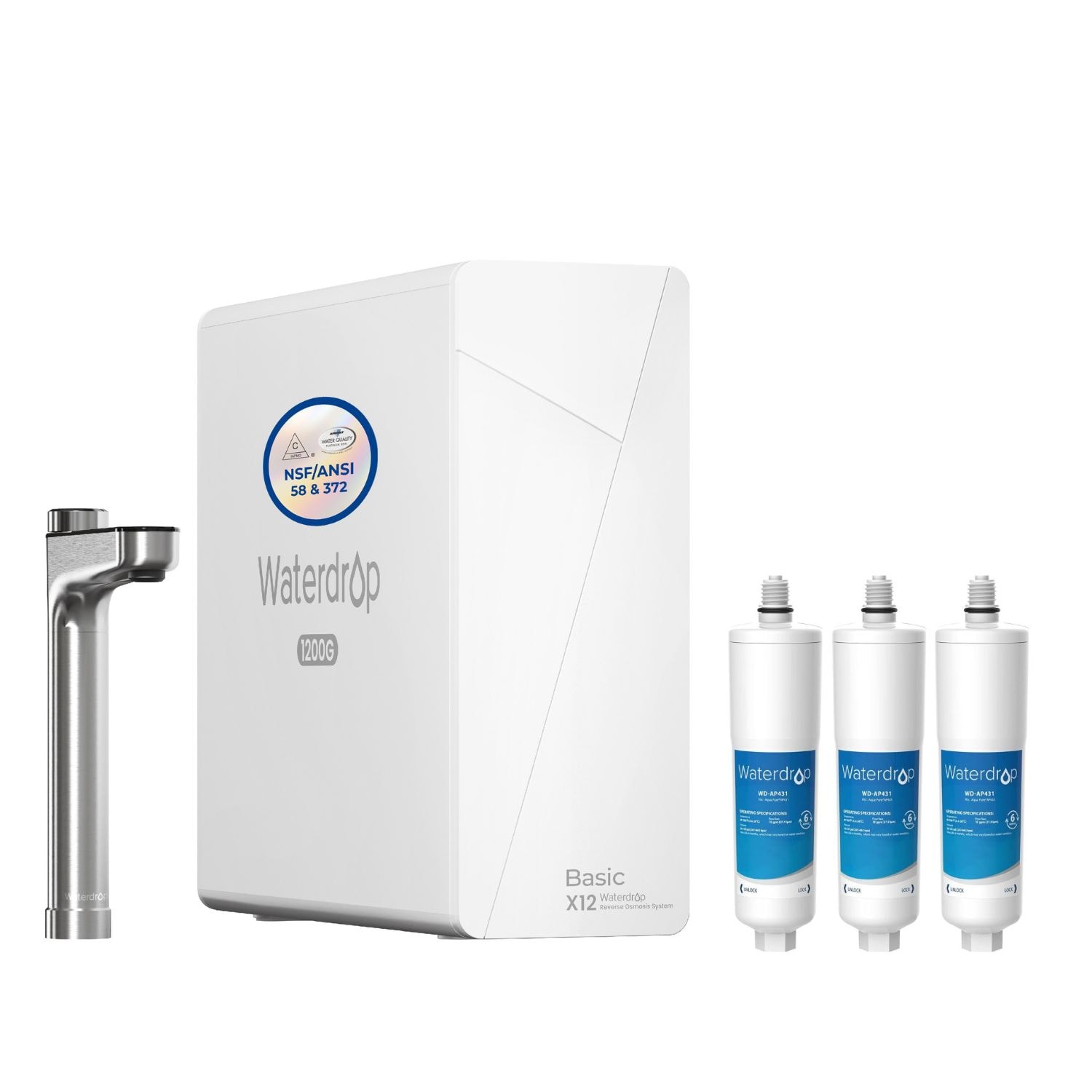 Waterdrop B-WD-X12-431-3 Reverse Osmosis System 9-stage Multi-method Reverse Osmosis Filtration System
